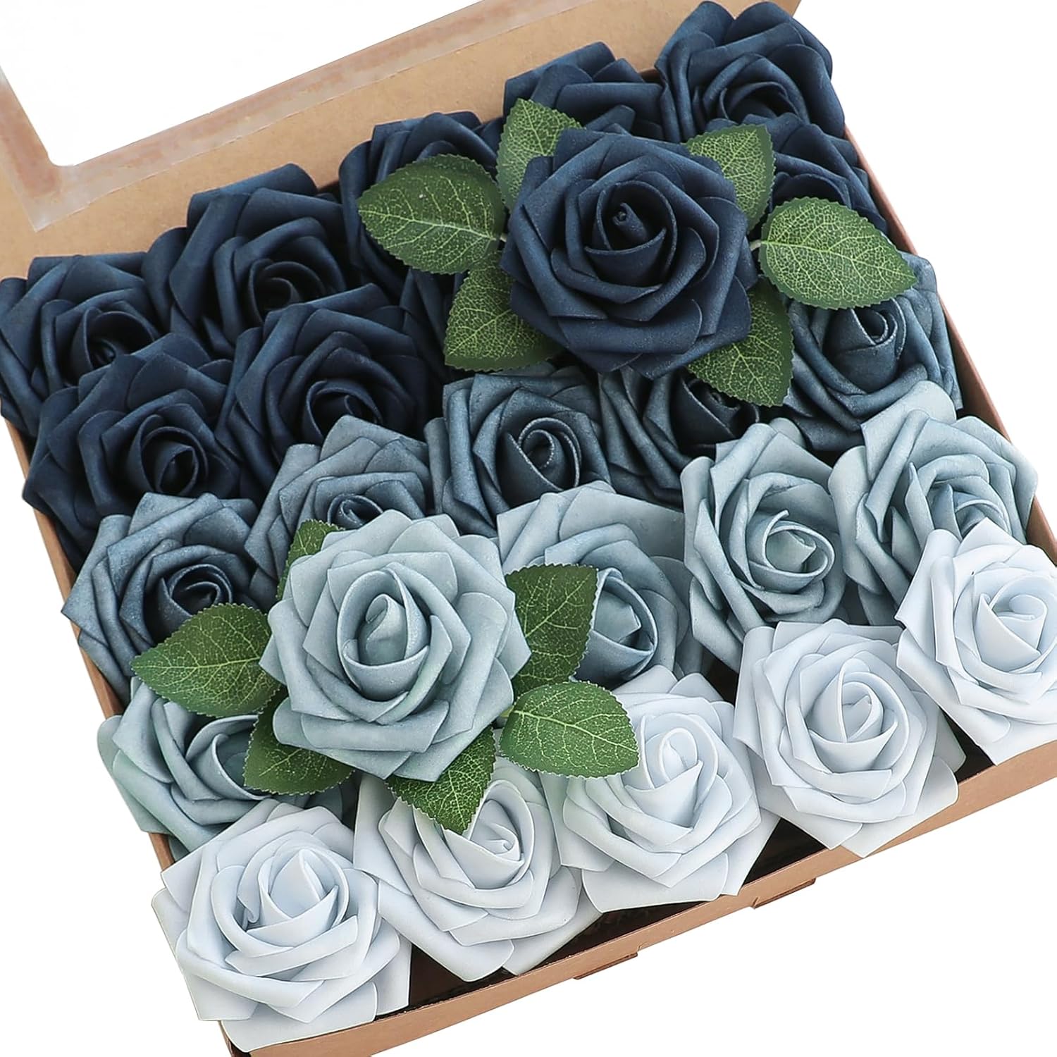 Beige Artificial Flowers — 3" — Shades of Blue