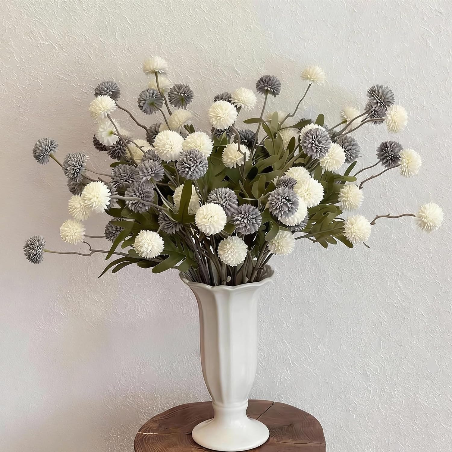 Beige Artificial Flowers — 20" — White Blue