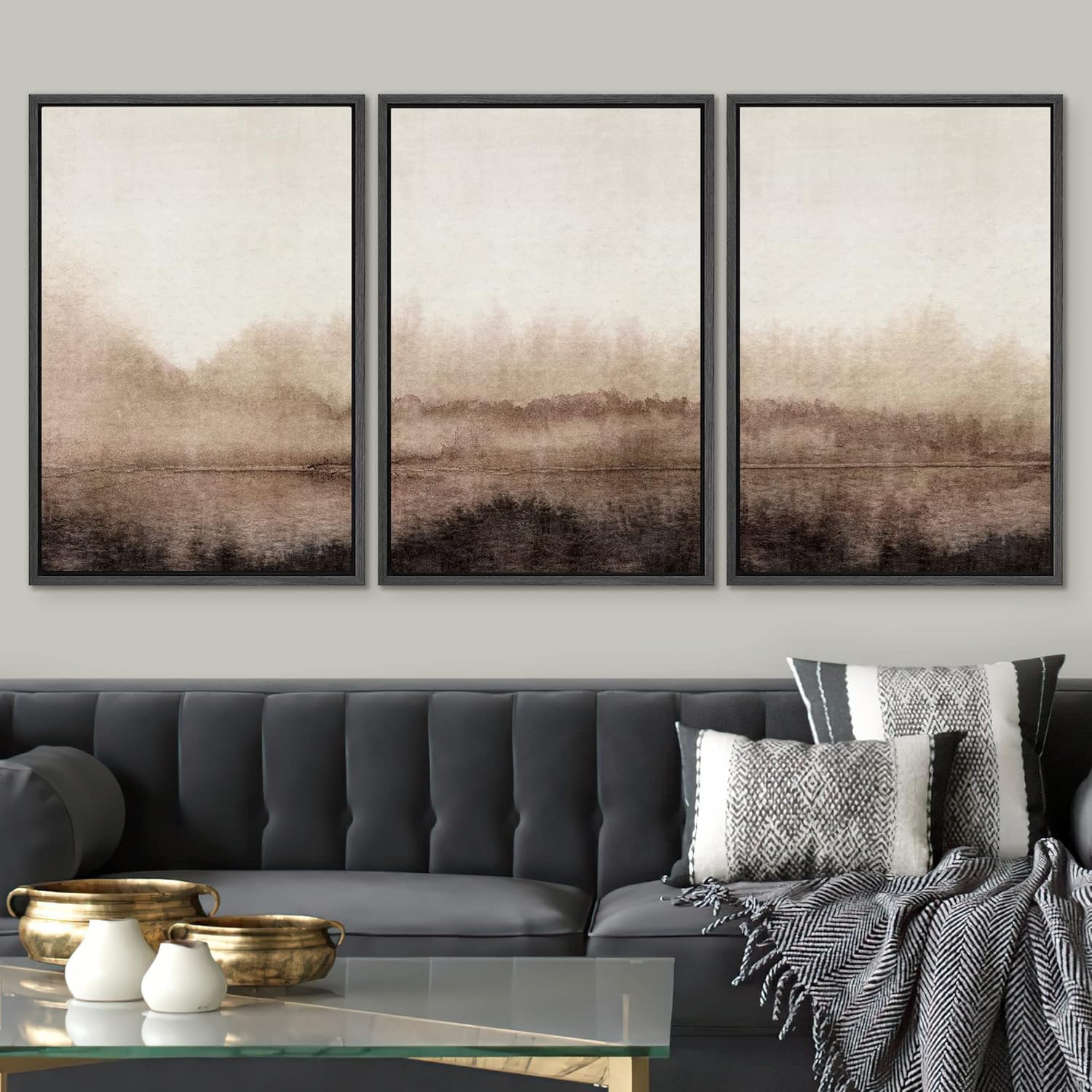 Framed Modern Fabric Wall Art — 24" - View 2