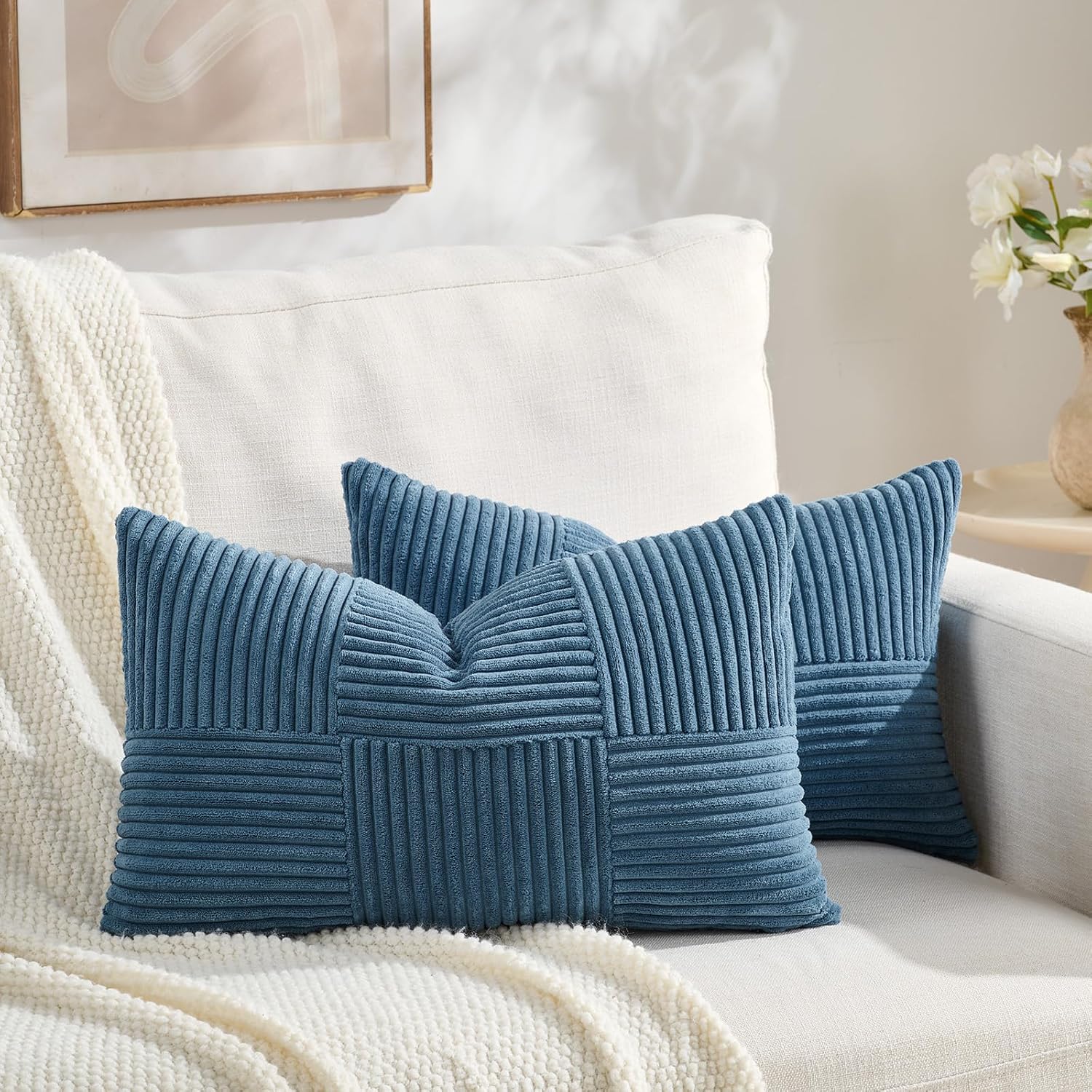 Boho Beige Throw Pillow Cover — 2-Light — 20" x 12" (Pack of 2)