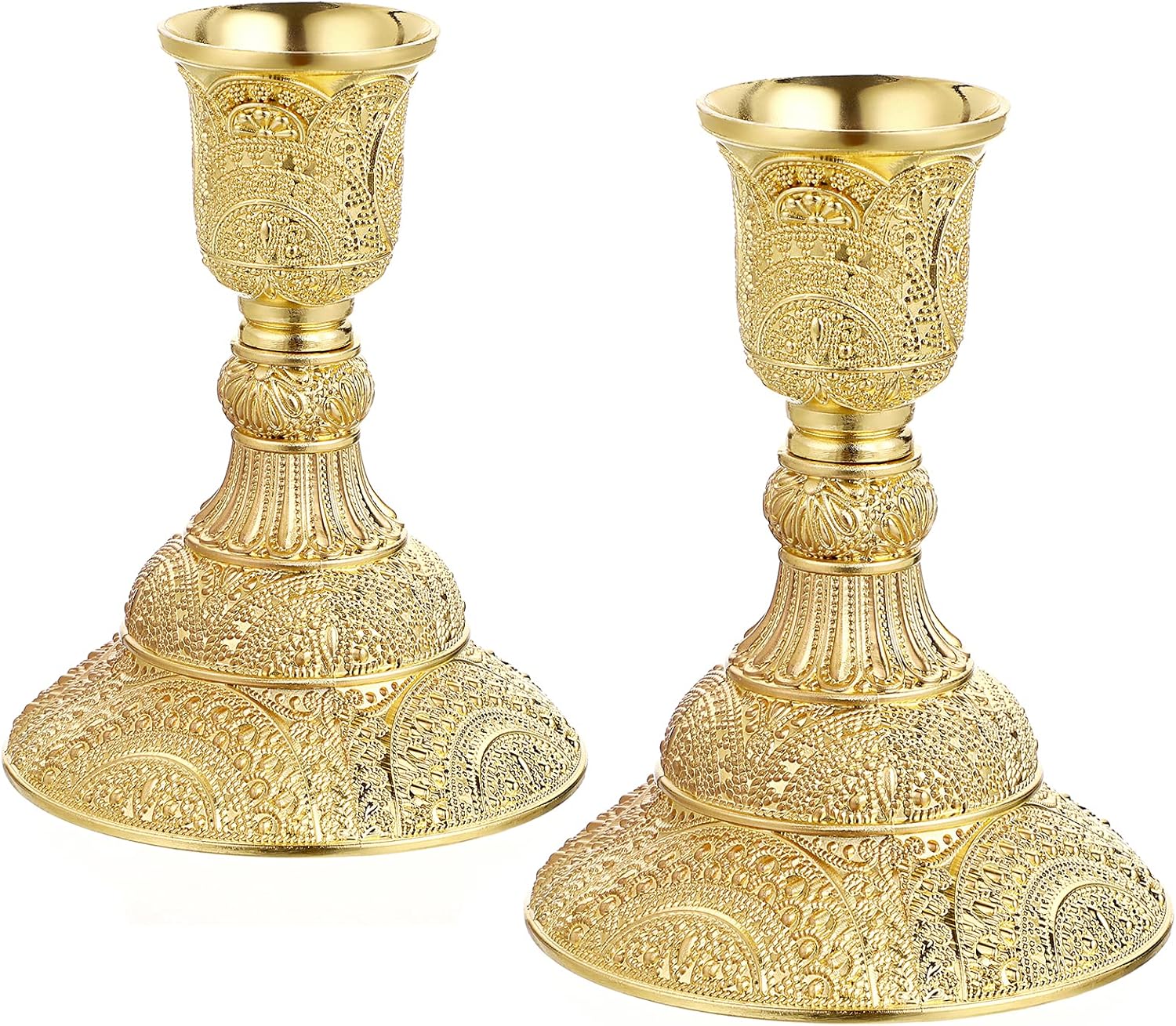 Vintage Luxe Gold Pillar Candle — Set of 2 — Golden