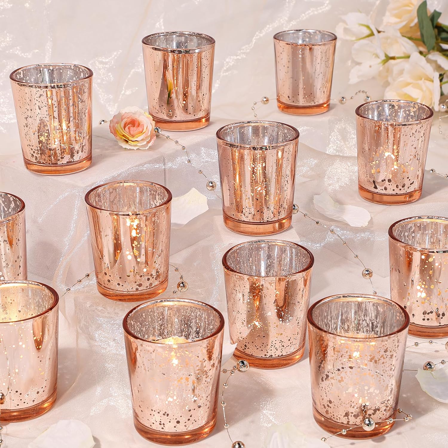 Luxe Black Candle — Set of 24 — Rose Gold