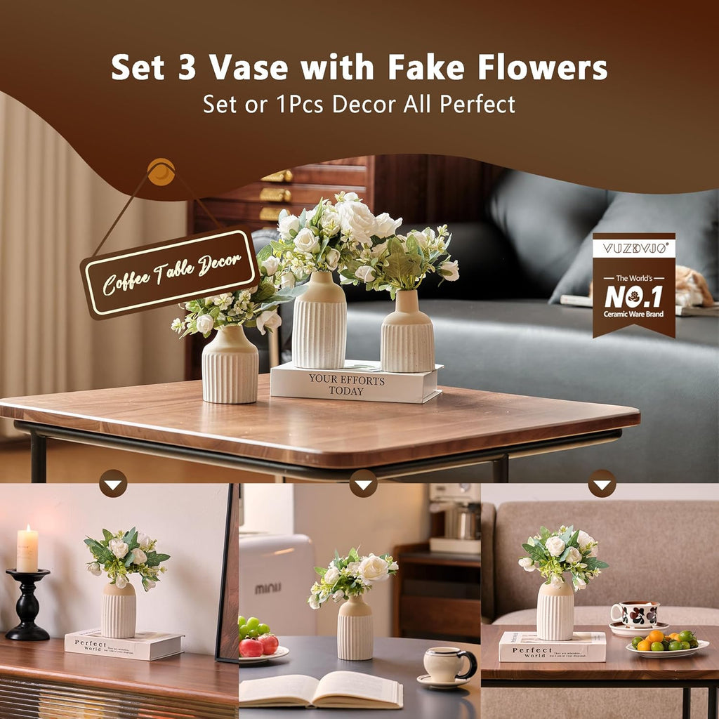 Boho Ceramic Vase Set — Set of 3 - View 3