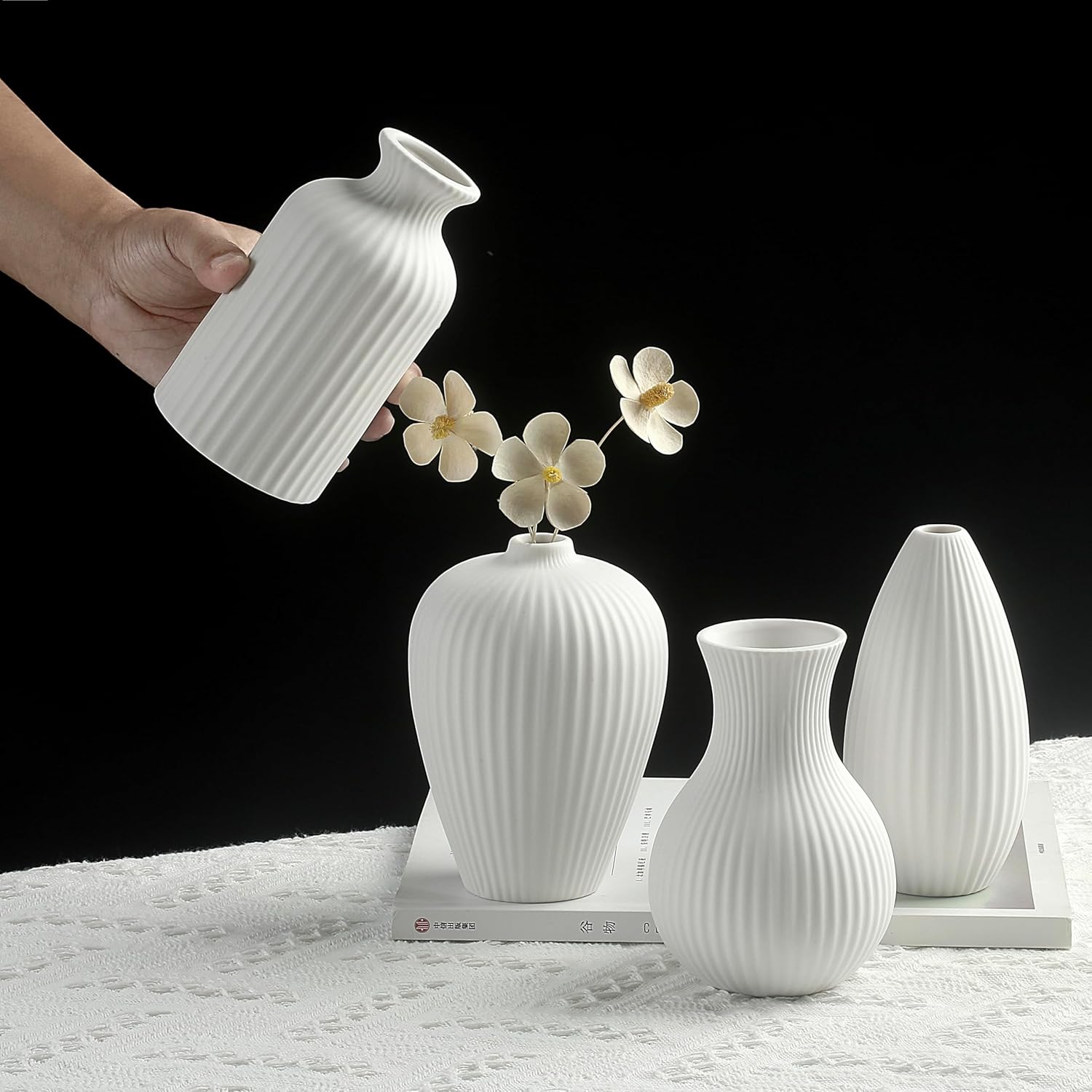 Vintage Boho Ceramic Flower Vase — 6" - View 2
