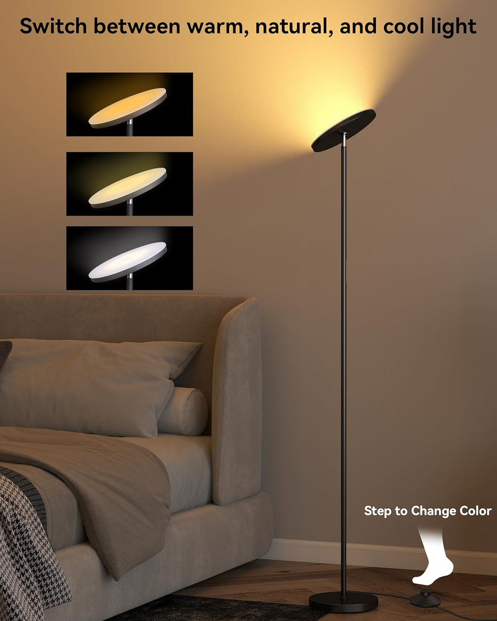Dimmable Modern Black Floor Lamp — 69" - View 3