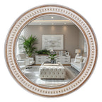 Round Farmhouse Wood Wall Mirror — 24"