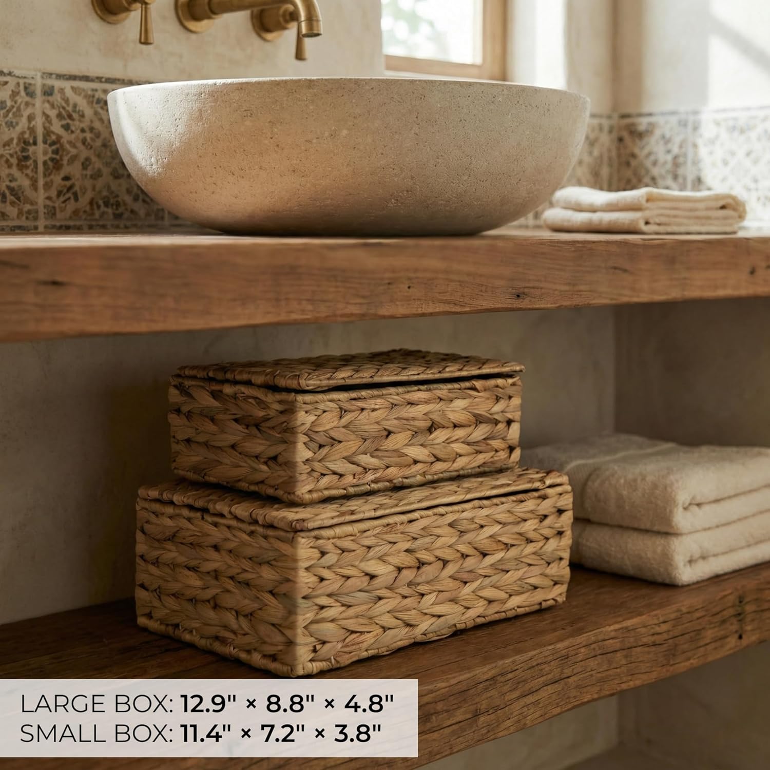 Boho Rattan Storage Basket — Set of 2 - View 5