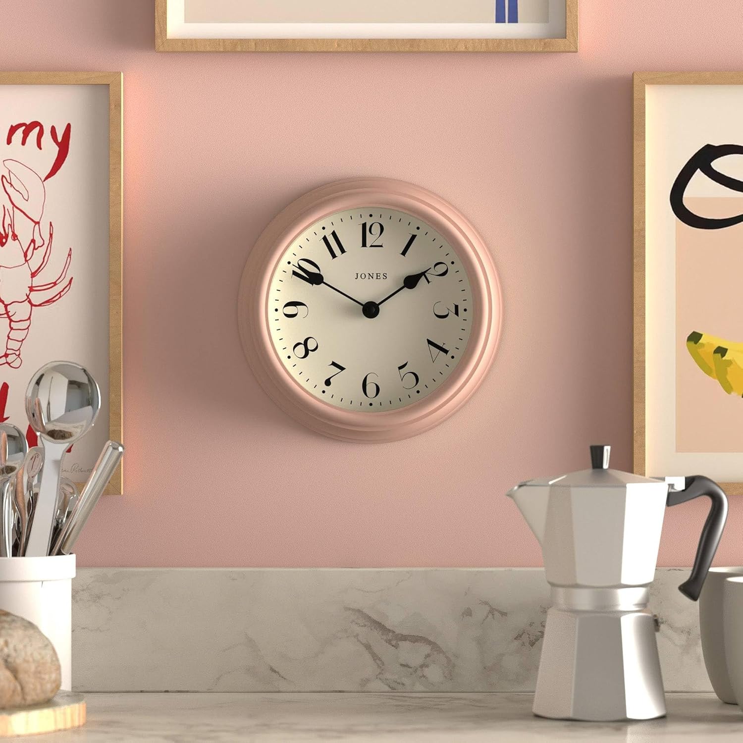 Round Beige Wall Clock - View 2