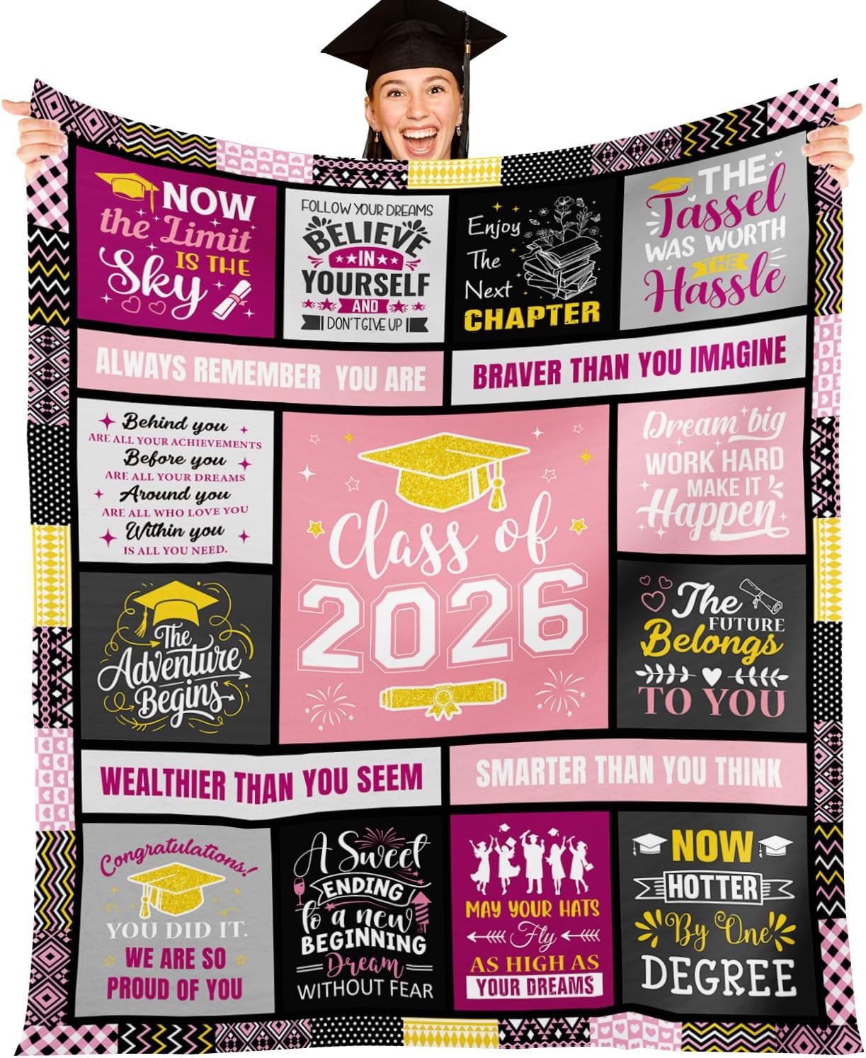Blue Throw Pillow — 50" — 2026 Graduation