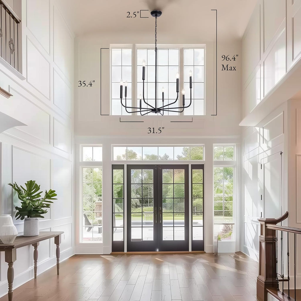 Farmhouse Black Chandelier — 8-Light - View 2
