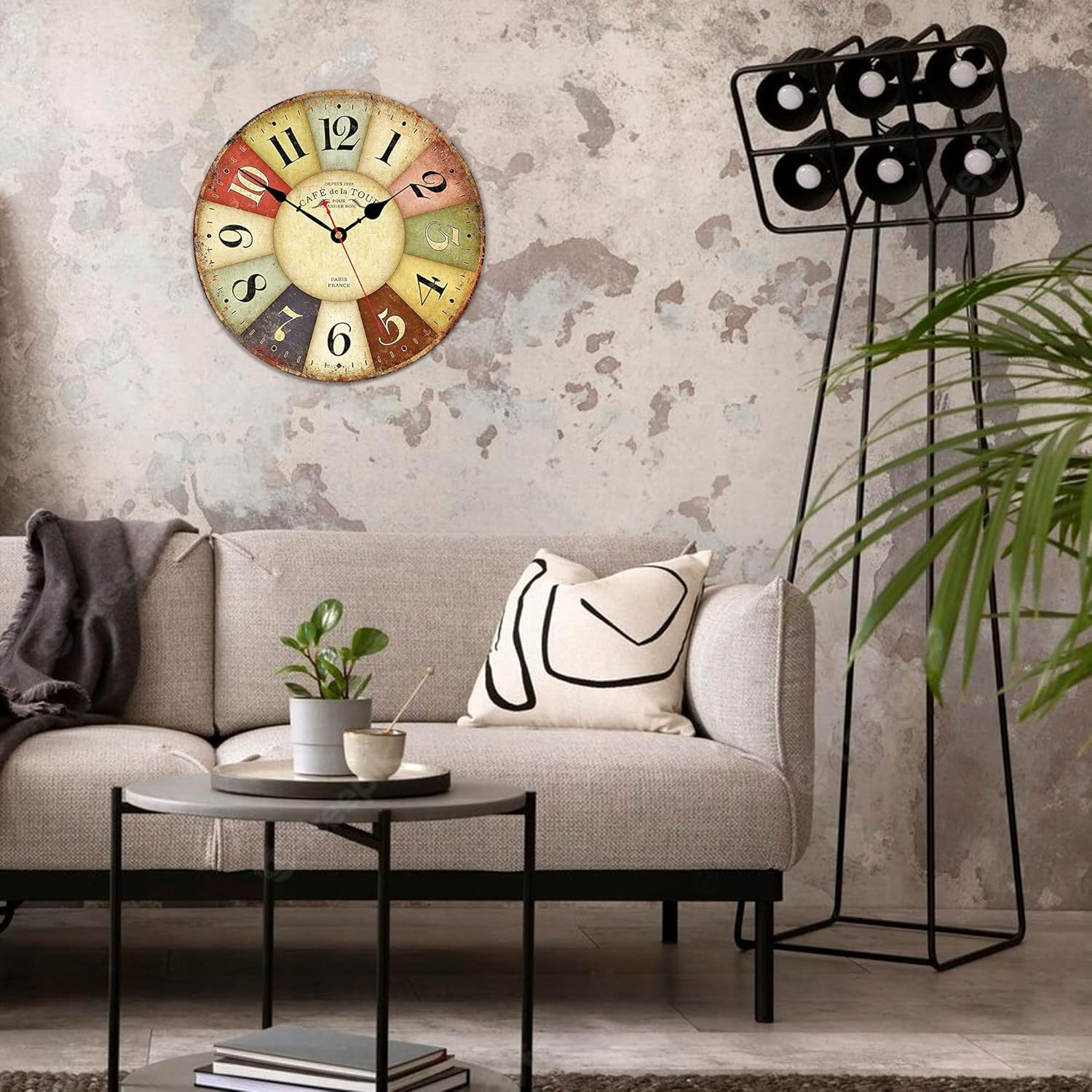 Battery Operated Farmhouse Wood Wall Clock — 14" - View 5
