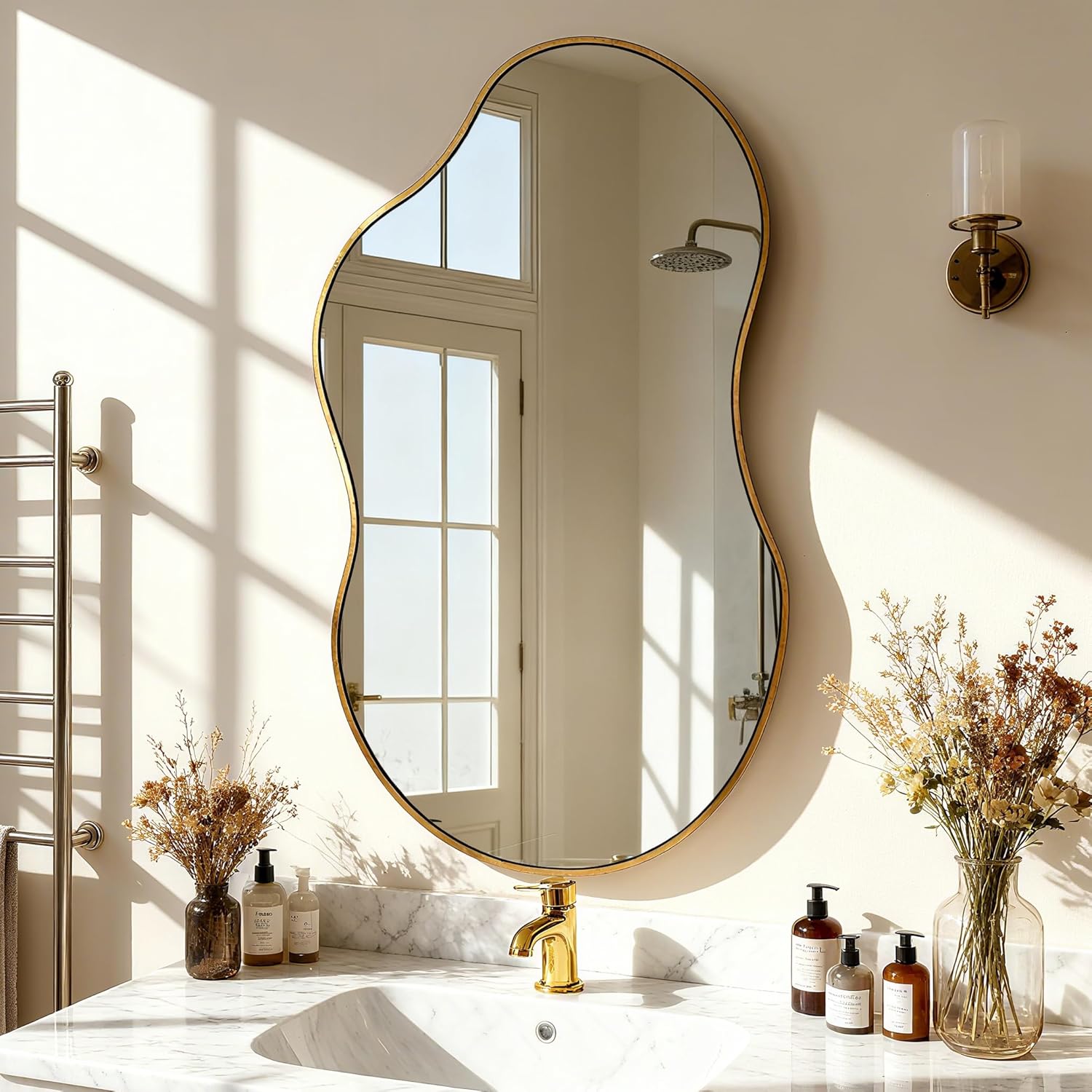 Antique Luxe Black Wall Mirror — 20" — Antique-gold