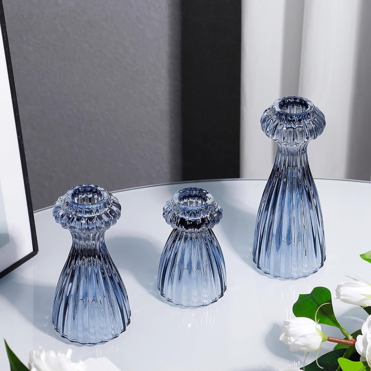 Blue Candle — Set of 3 — Dark Blue