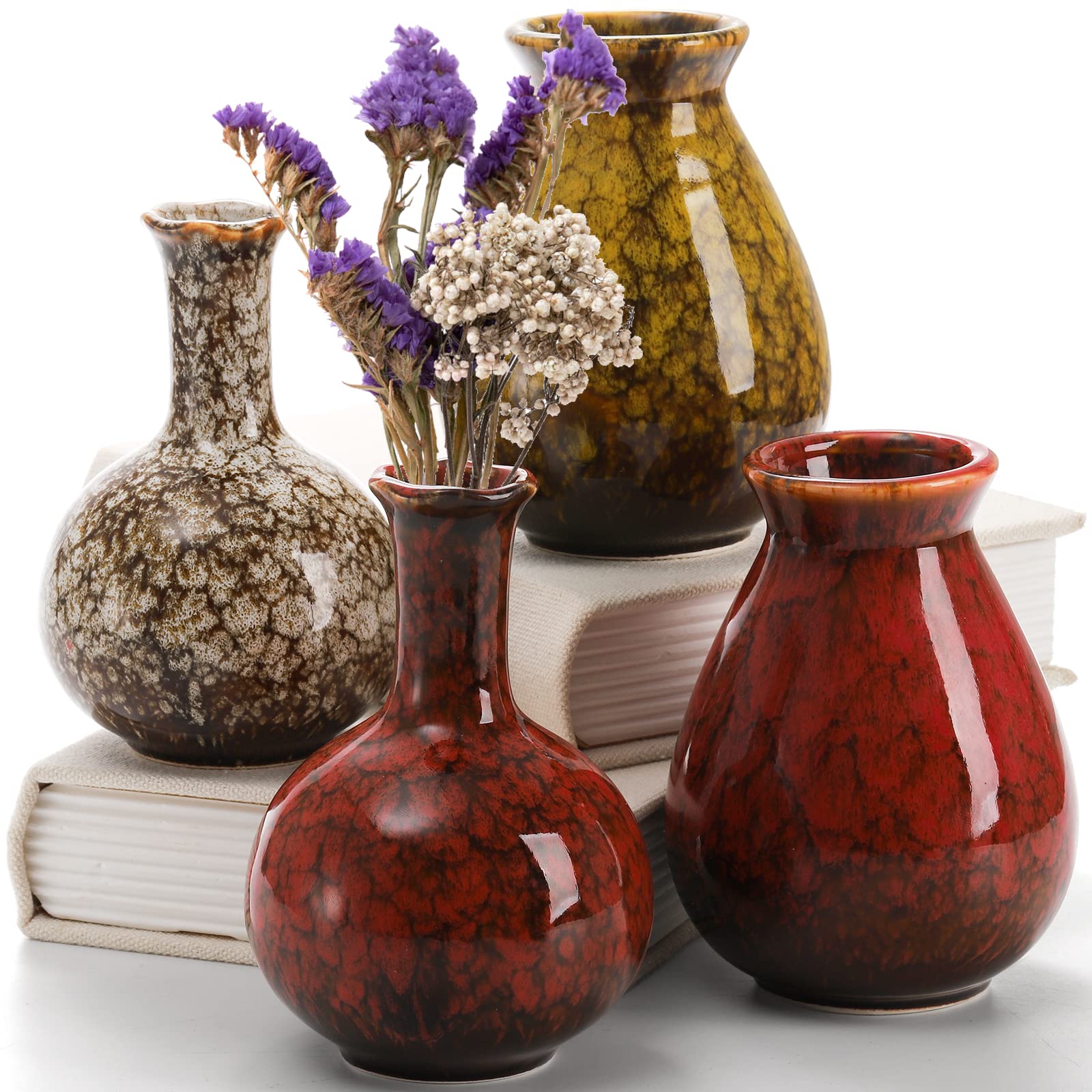 Boho Ceramic Flower Vase — Set of 4