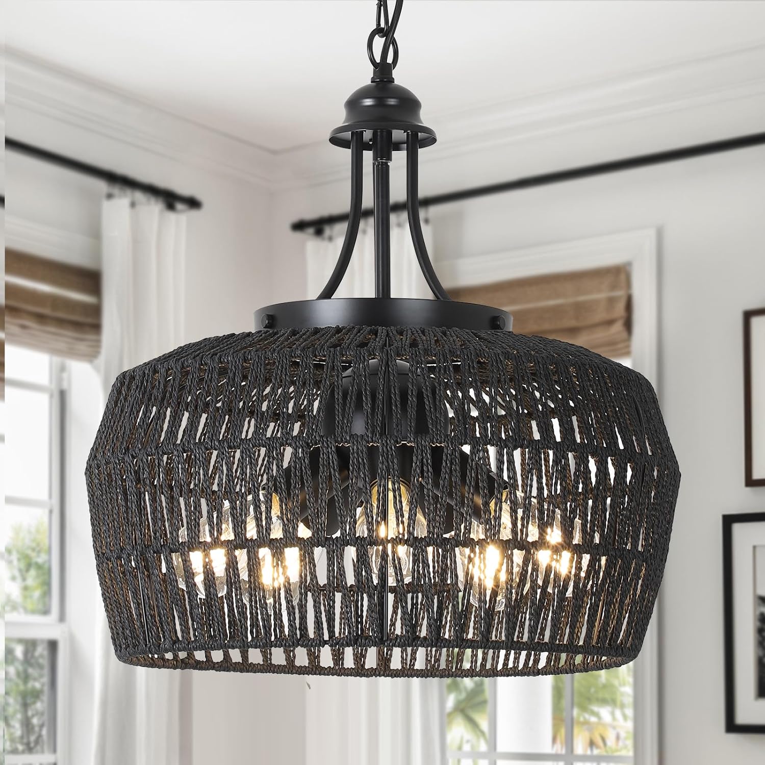 Boho Black Chandelier — 5-Light — Black