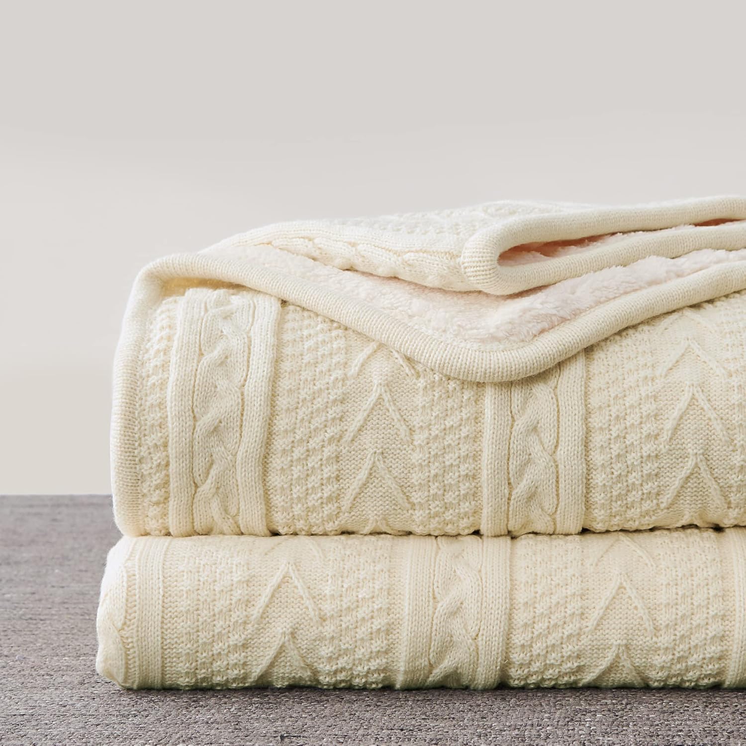 Knit Beige Throw Pillow — 50" — 60"x80", Oversize