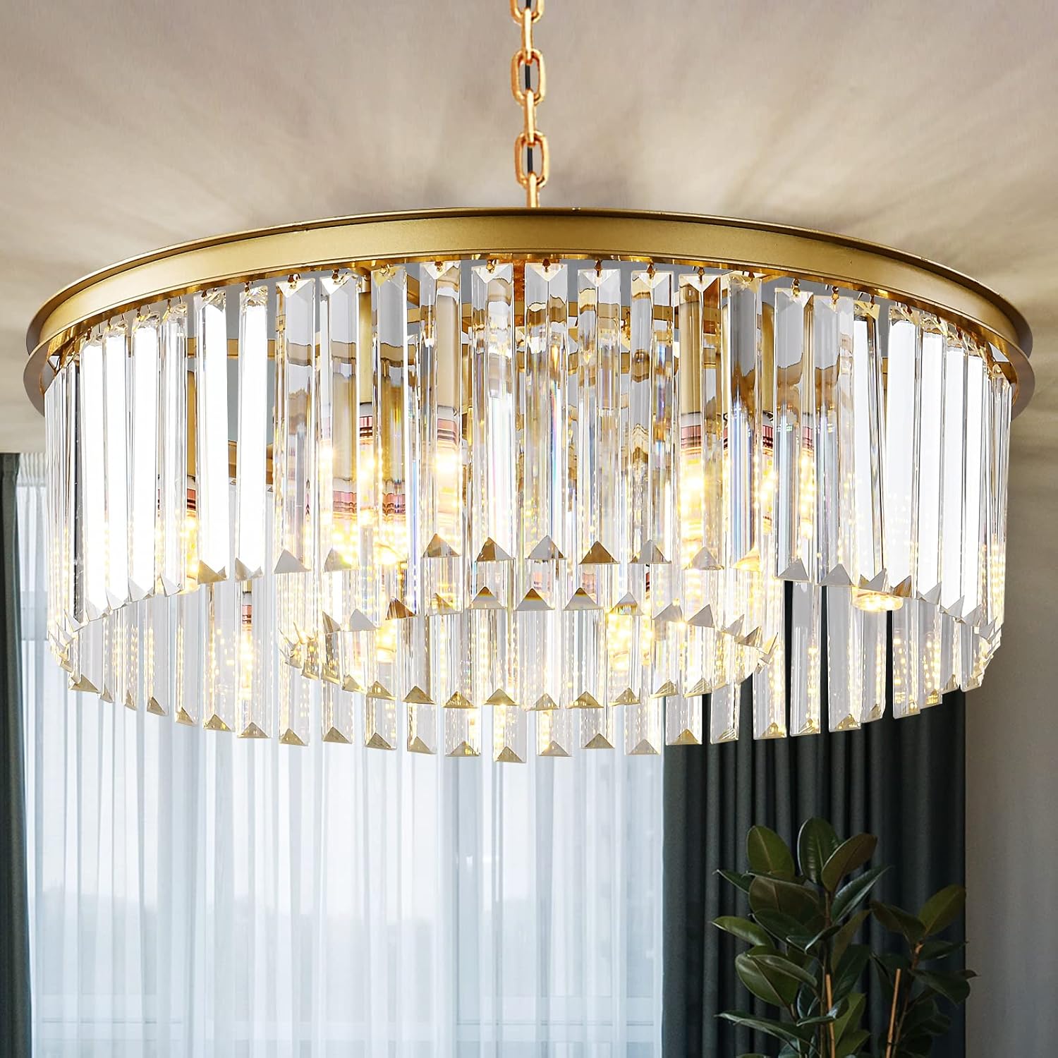 Adjustable Luxe Black Chandelier — 2-Tier