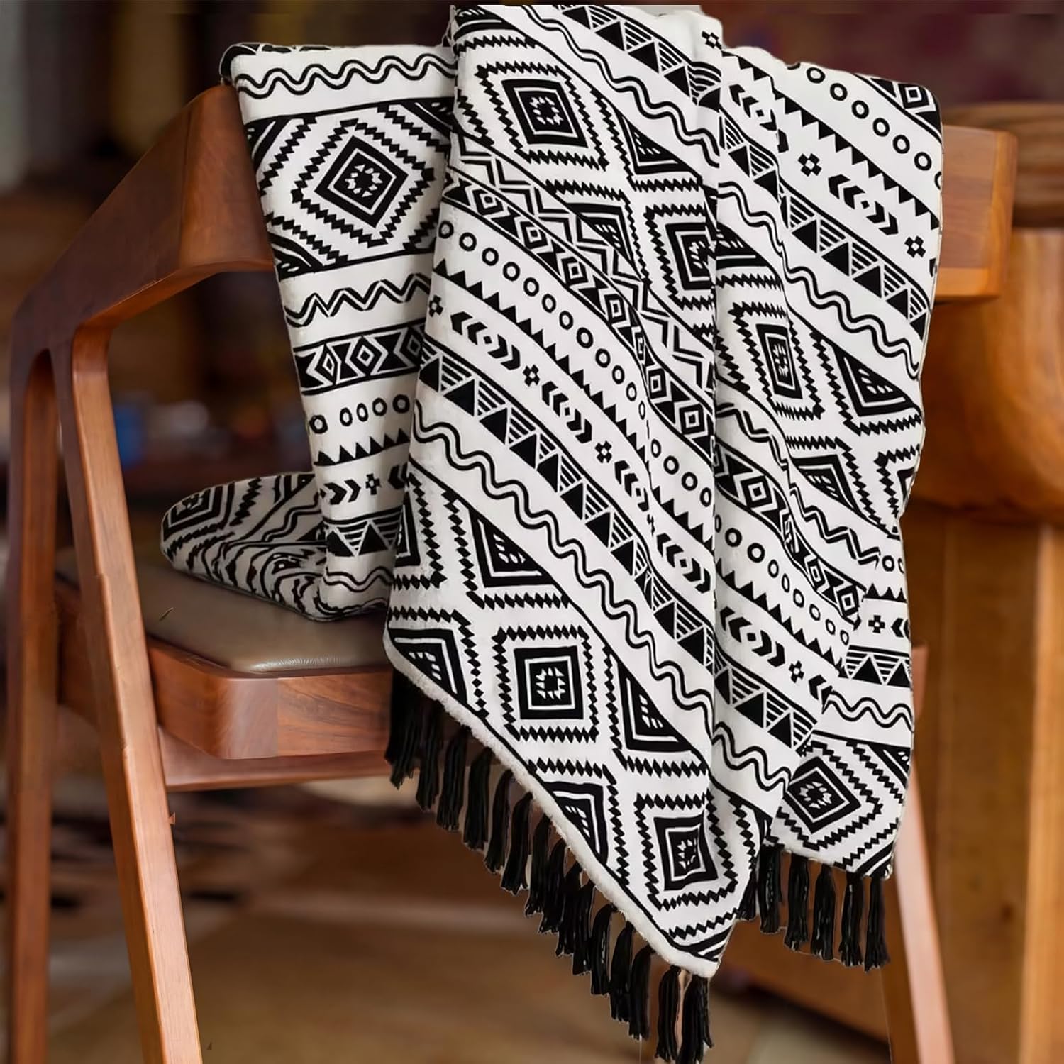 Vintage Boho Beige Throw Pillow — 60" - View 3