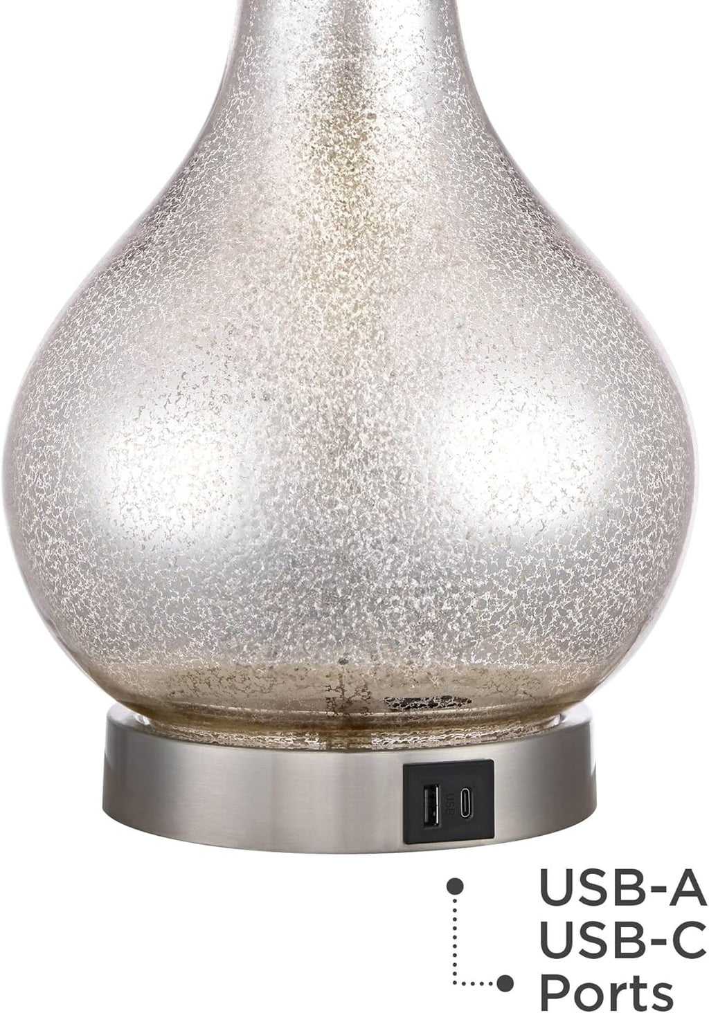 USB Charging Modern Silver Table Lamp — 21.75" - View 5