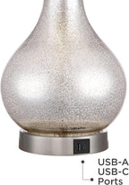 USB Charging Modern Silver Table Lamp — 21.75" - View 5