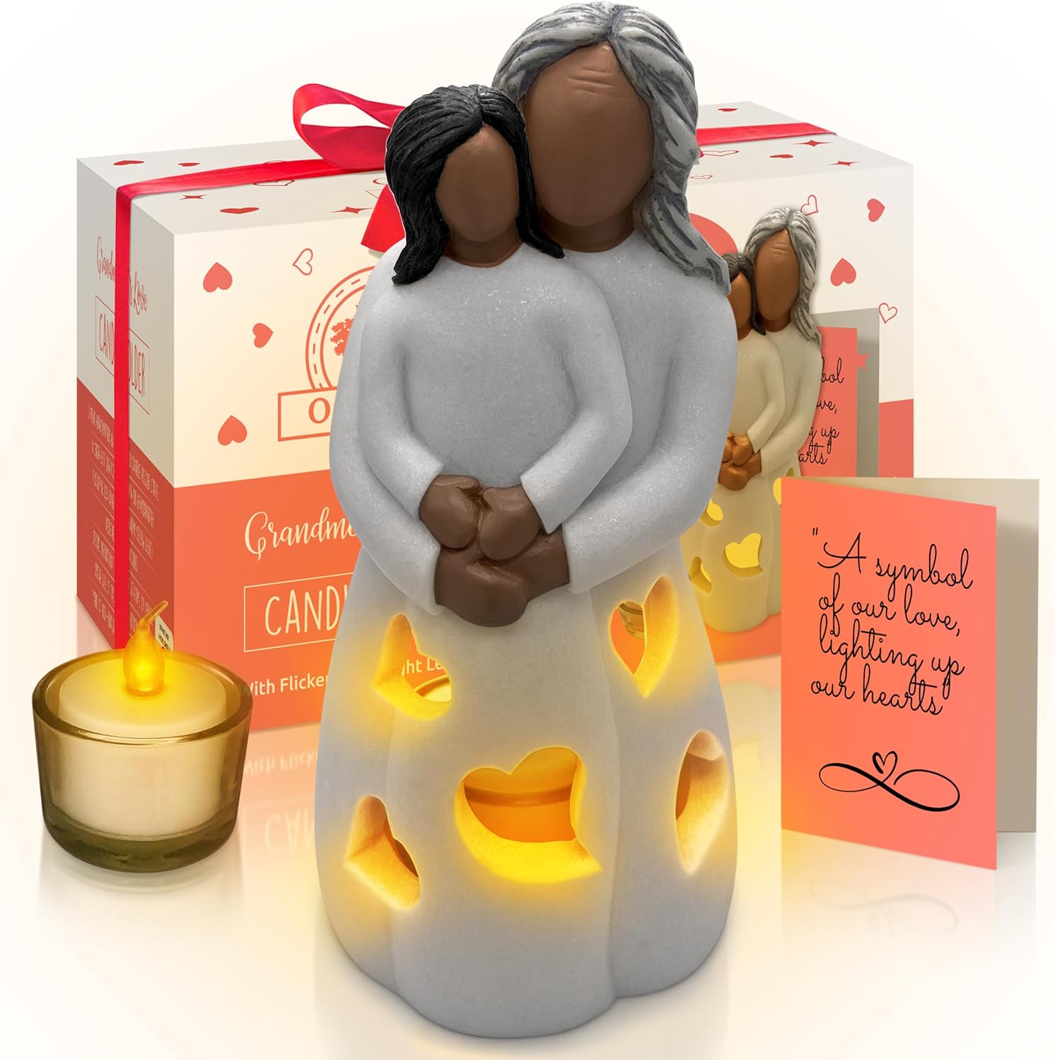 Brown Candle — Grandma & Granddaughter (Dark)