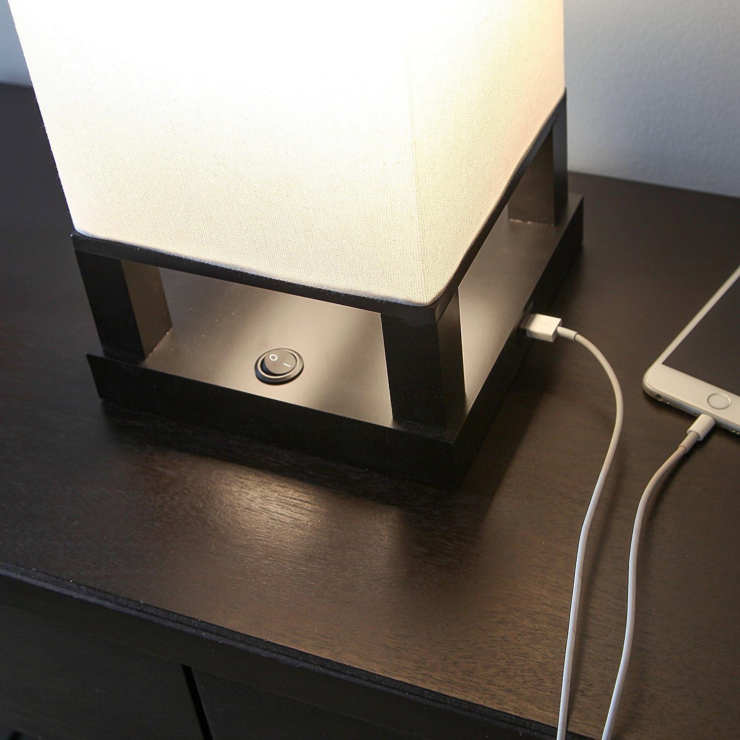 USB Modern Black Bedside Lamp - View 5