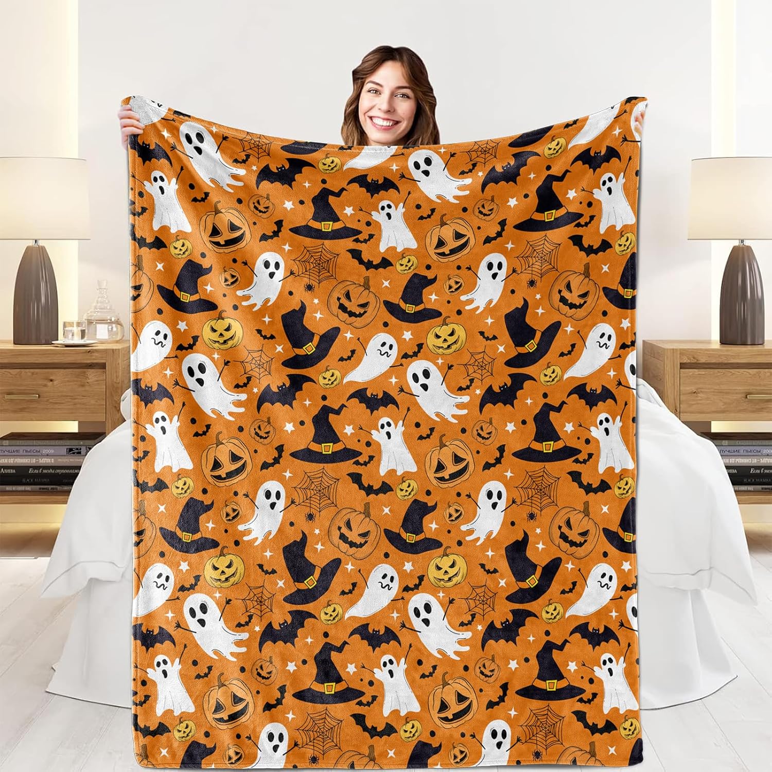 Black Throw Pillow — 80" — Orangehalloween