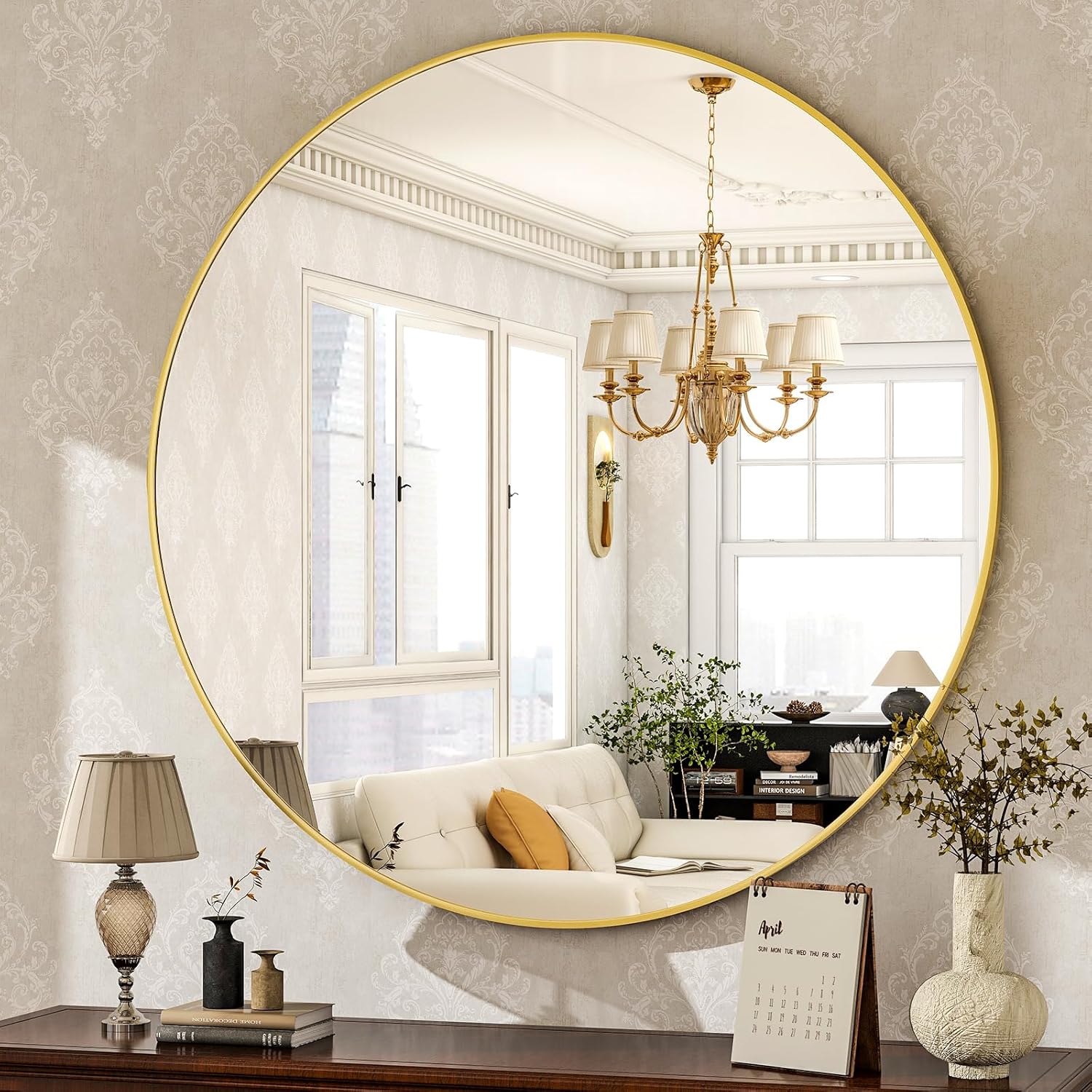 Luxe Black Round Mirror — 30" — 36"L x 36"W
