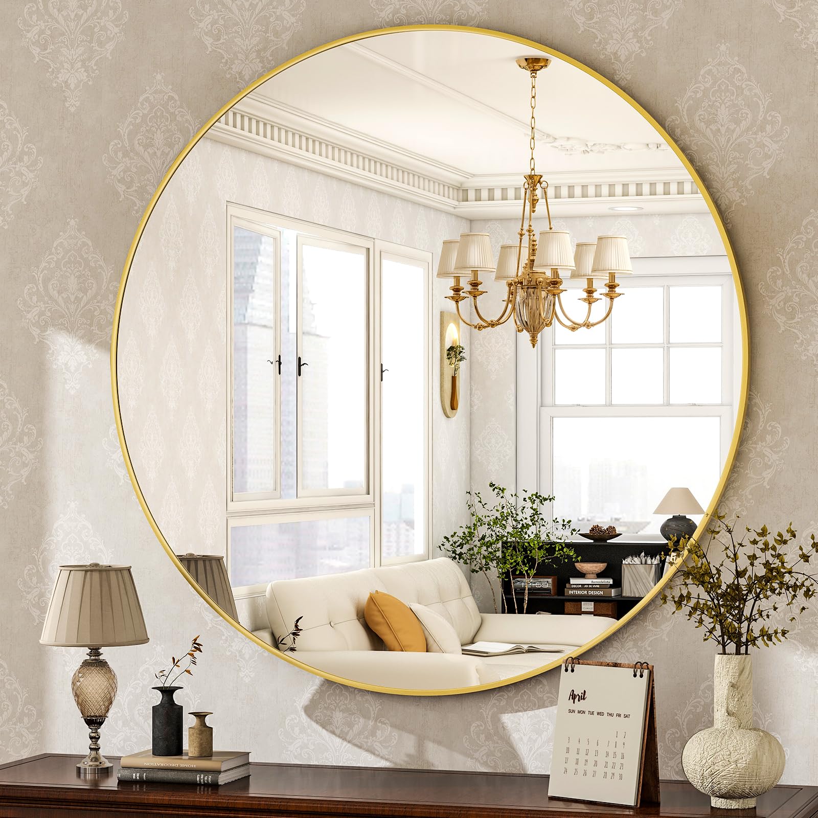 Luxe Black Round Mirror — 30"