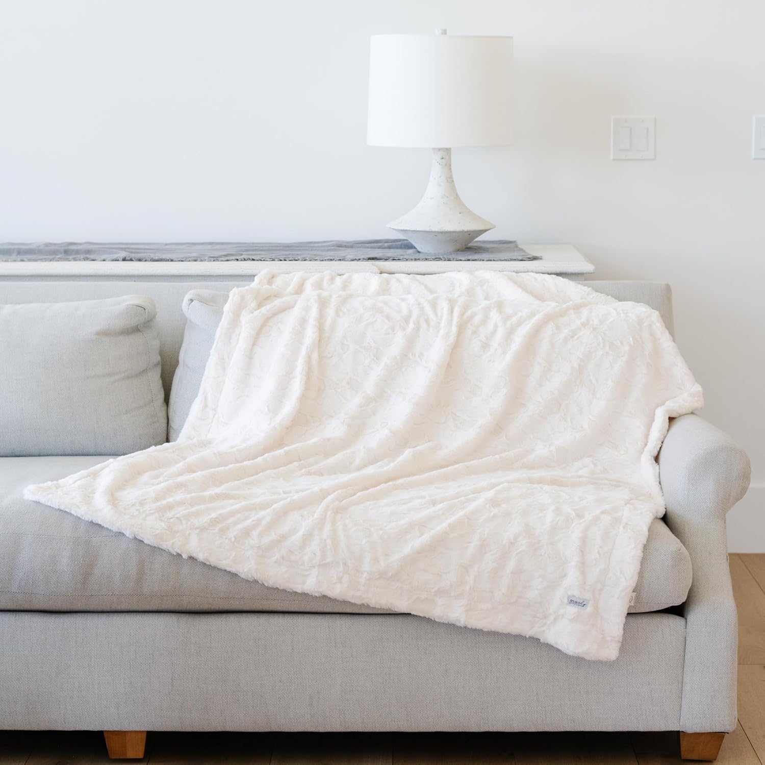 Modern Blue Throw Pillow — 60" — Solid Ivory