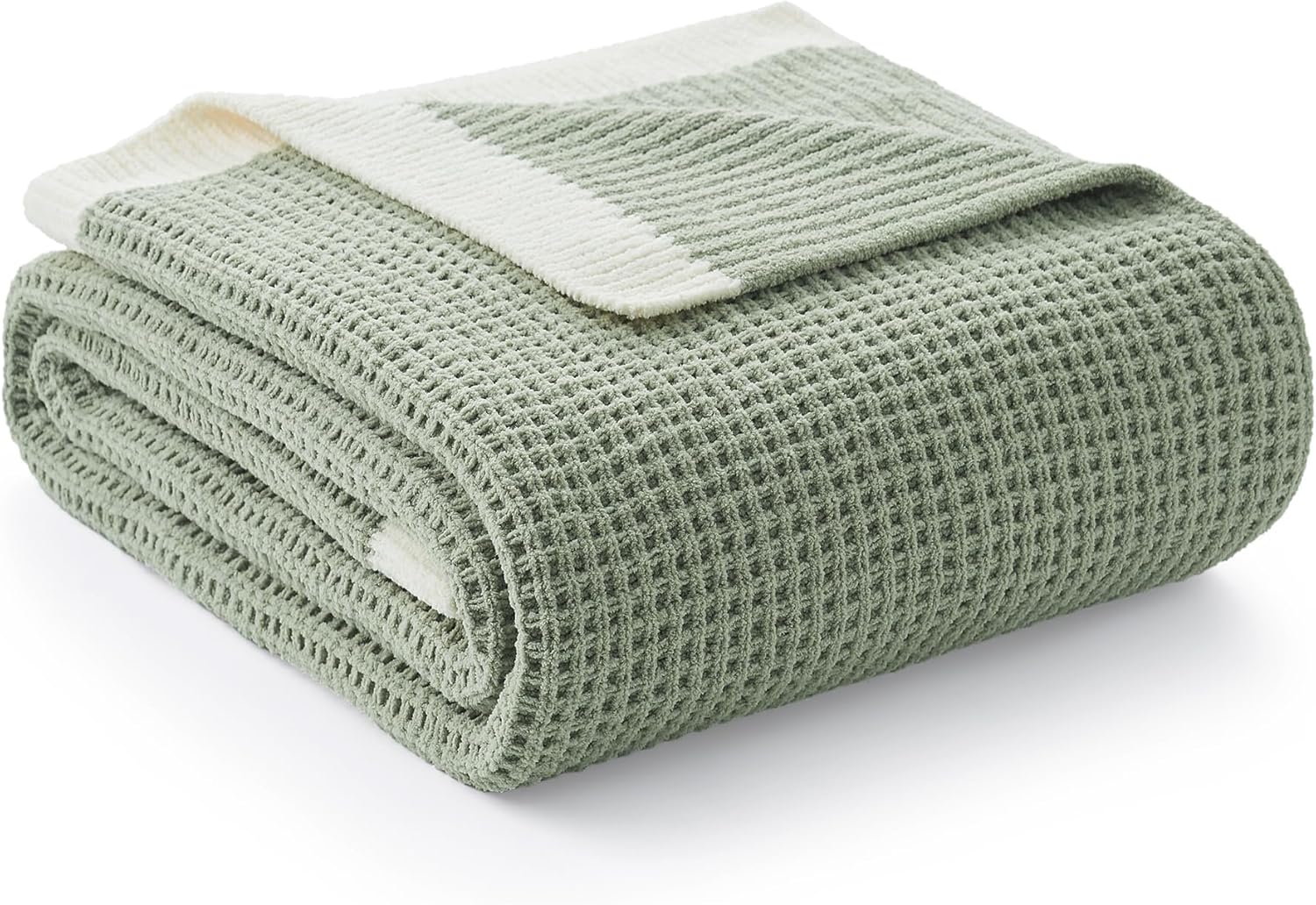 Knit Beige Throw Pillow — 50" — Sage Green