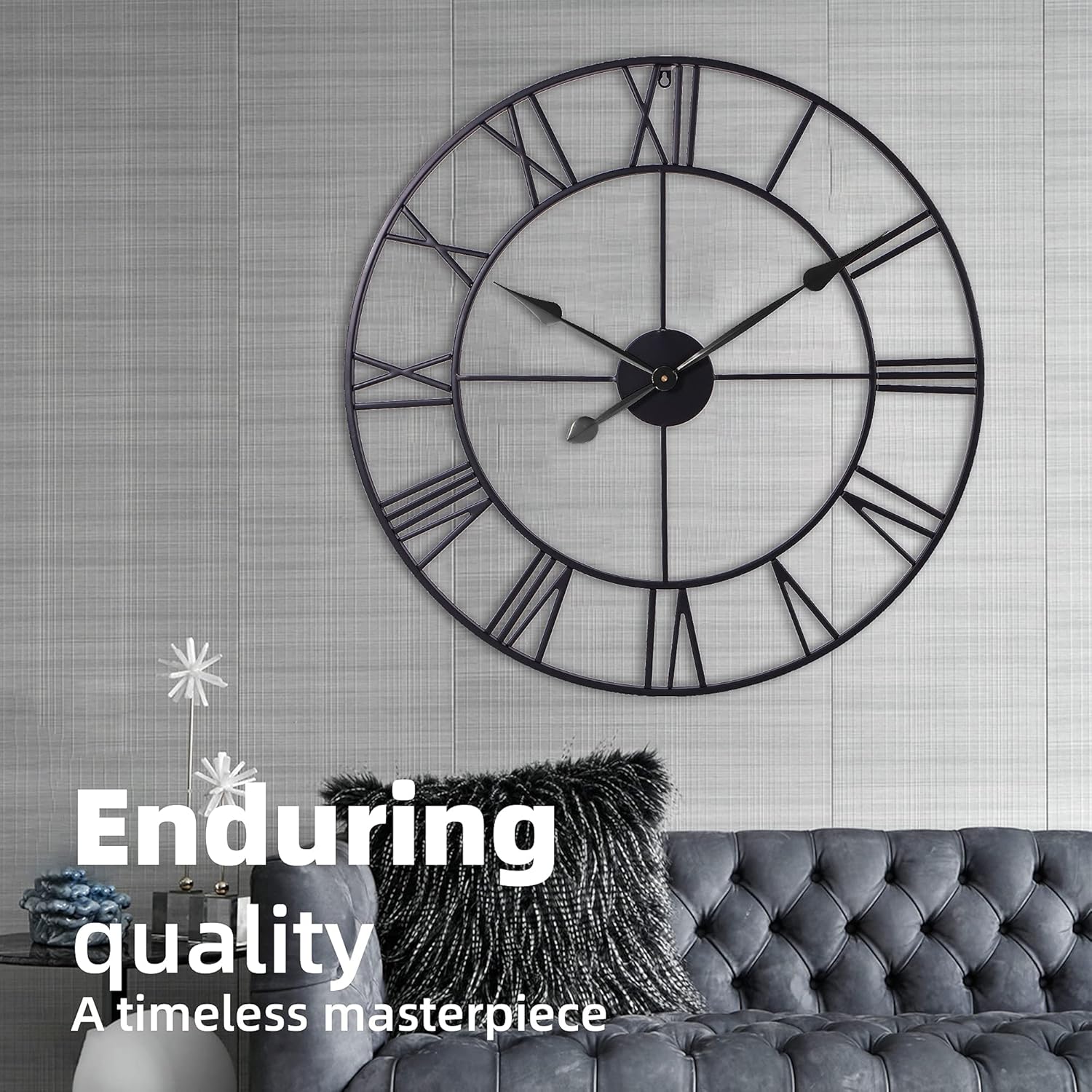Modern Black Wall Clock — 30" - View 6