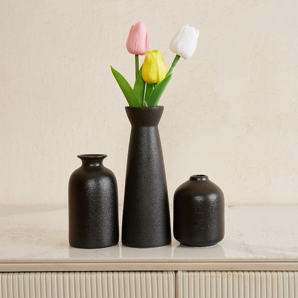 Boho Beige Vase — Black