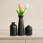Boho Beige Vase — Black