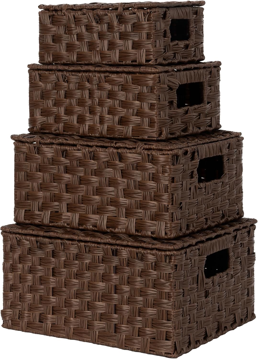 Boho Brown Woven Basket — Set of 3 — 4 Pack