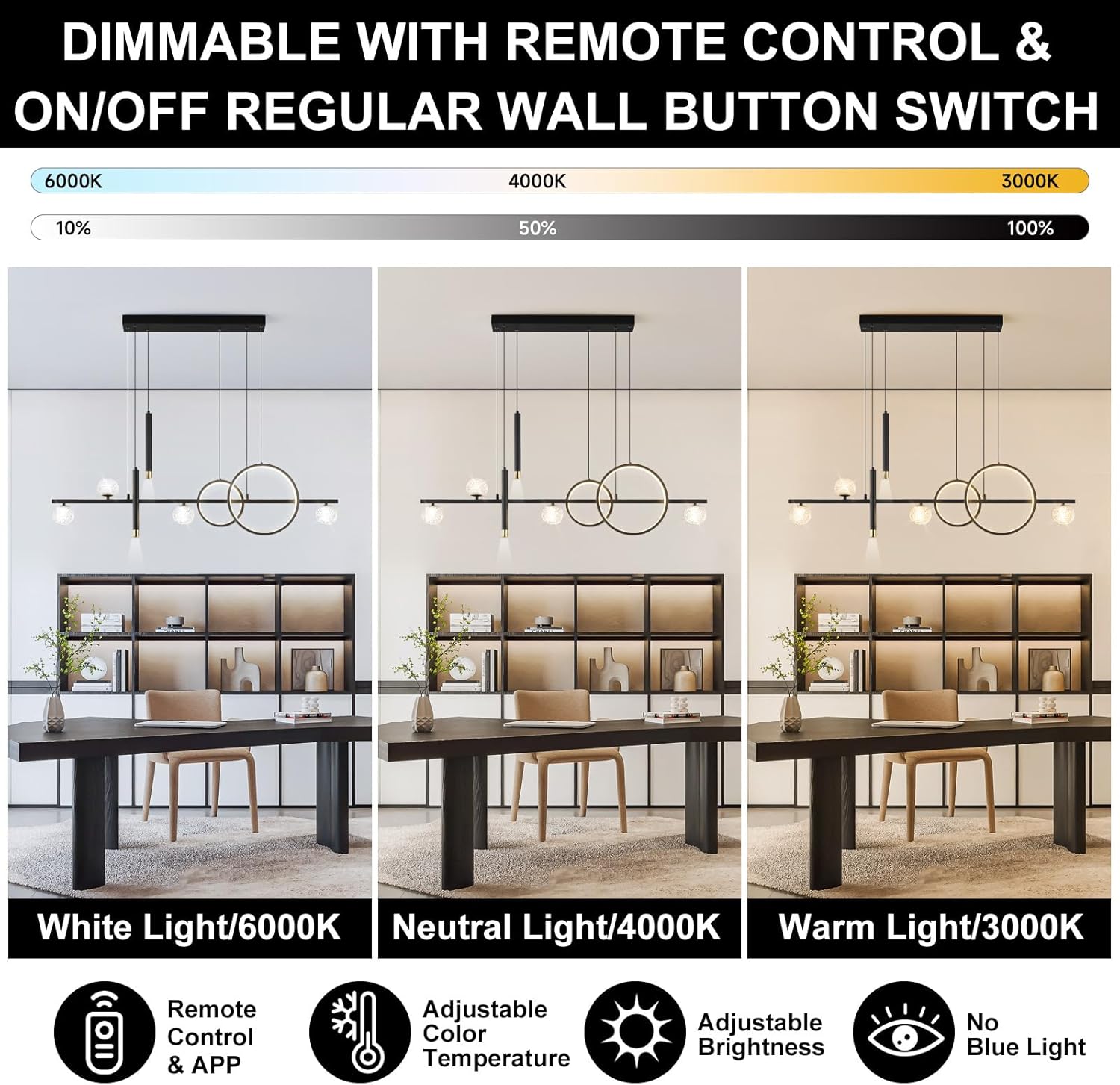 Dimmable Luxe Black Chandelier - View 3