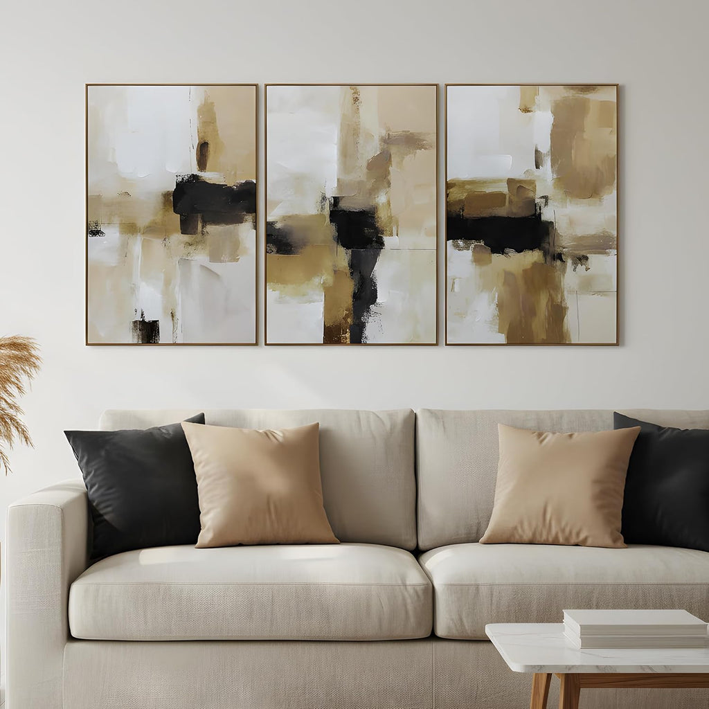 Framed Modern Beige Canvas Wall Art — 24" - View 2