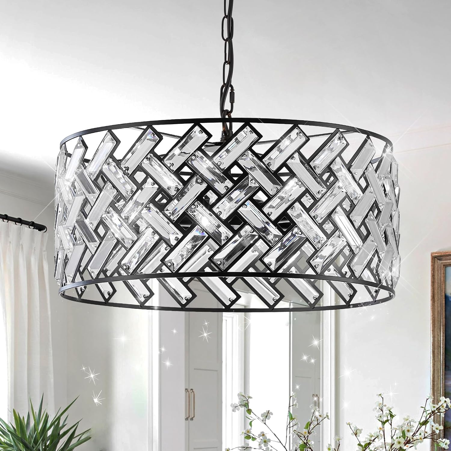 Round Luxe Black Chandelier — 20" — Large Black