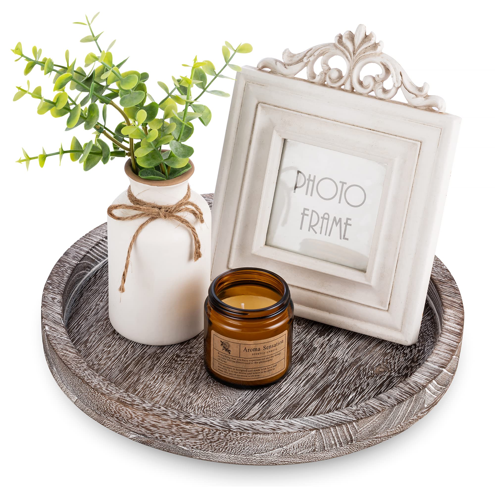 Round Farmhouse Brown Candle