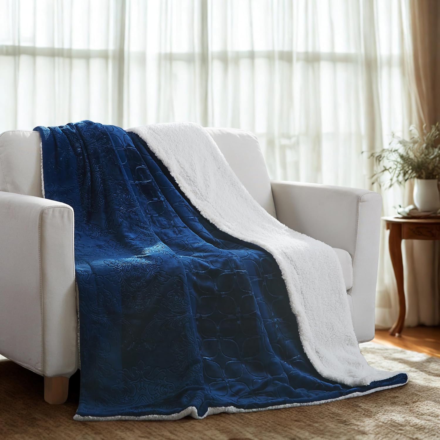 Luxe Blue Throw Pillow — 60" — 63 x 87"