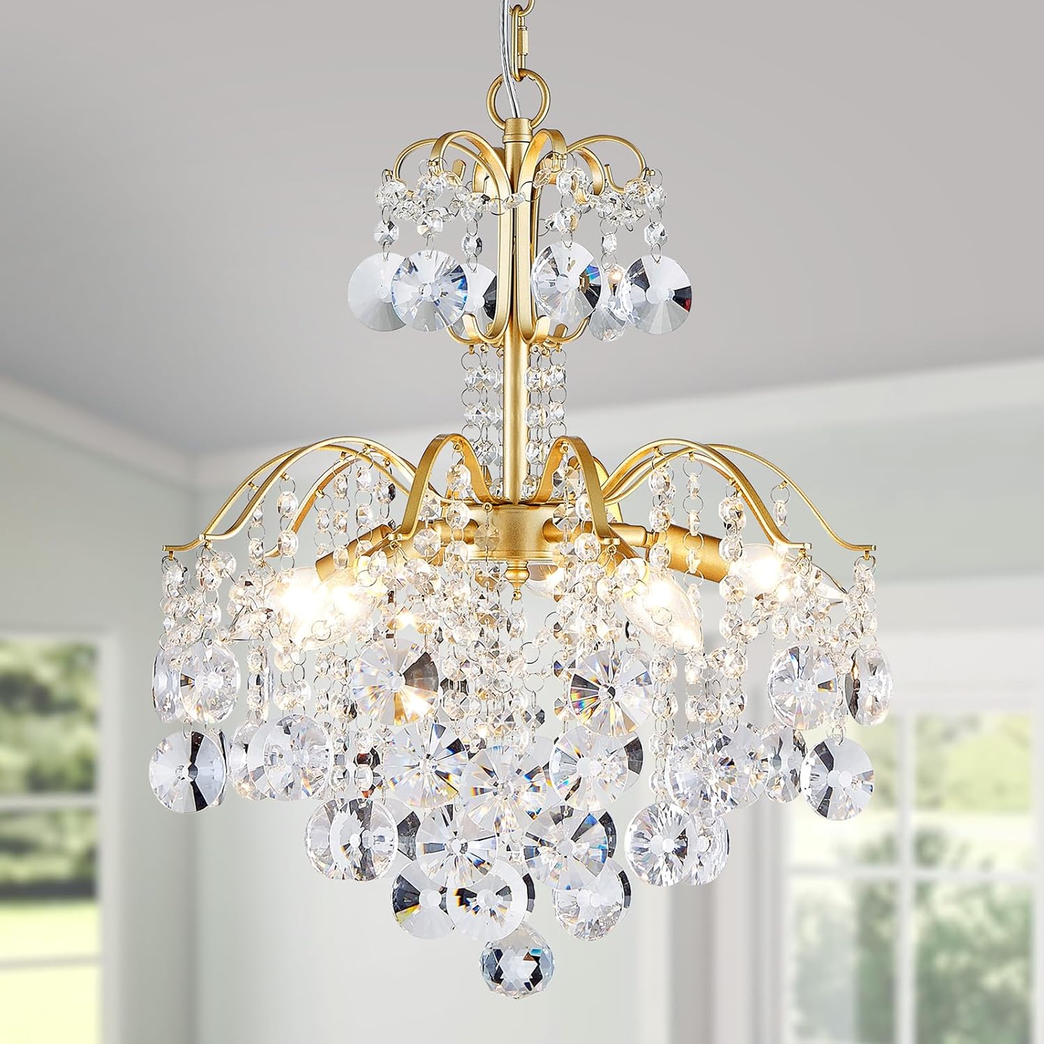 Luxe Black Chandelier — 5-Light — Gold, 5 Lights