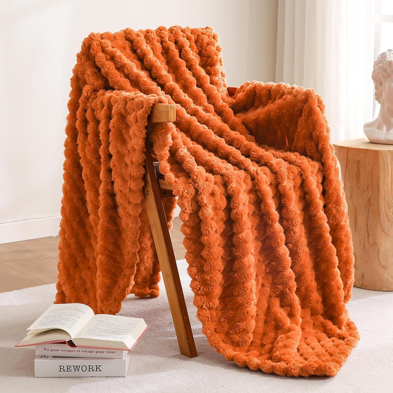 Black Throw Pillow — 50" — Burnt Orange-l