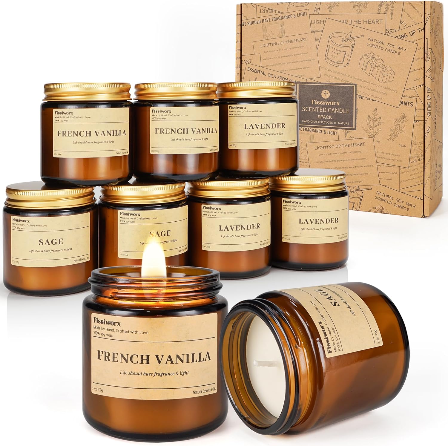 Soy Green Scented Candle — Vanilla/Lavender/Sage