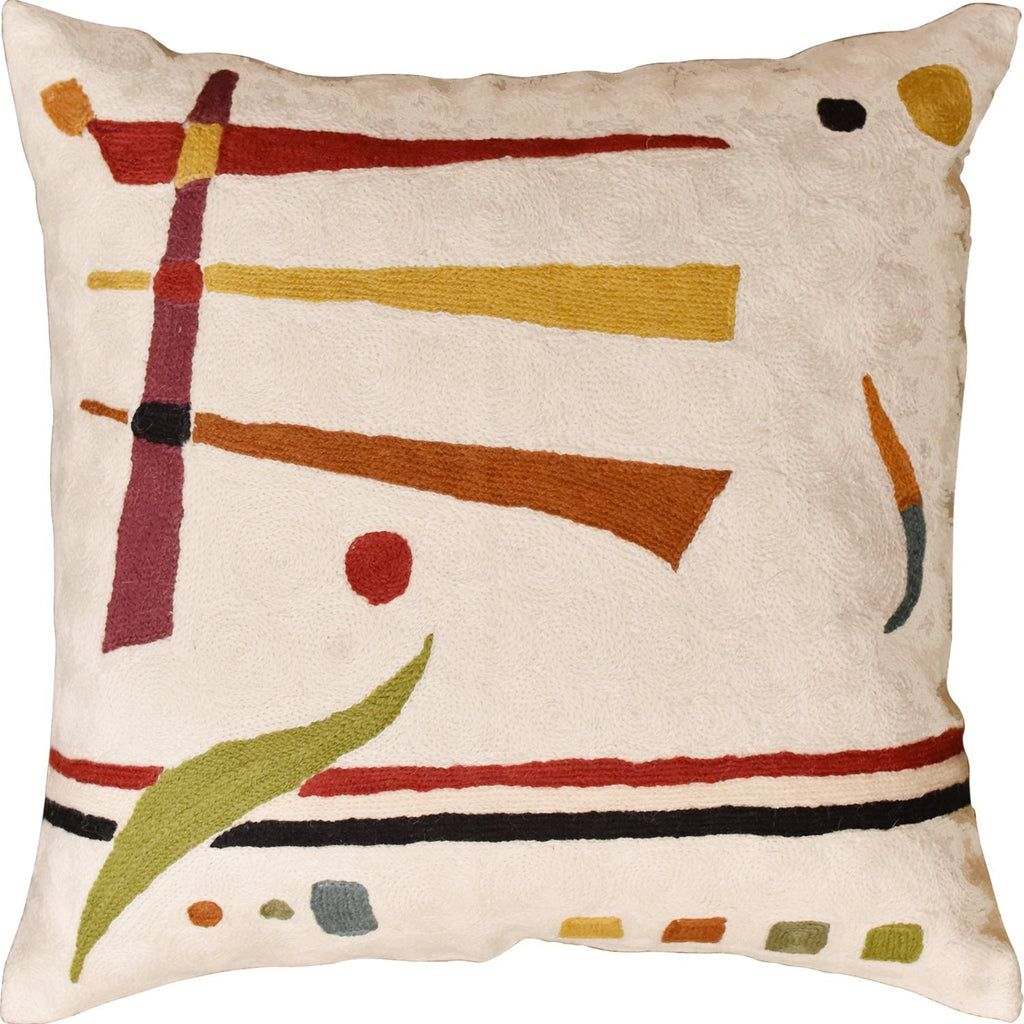 Embroidered Boho Blue Throw Pillow Cover — 18x18
