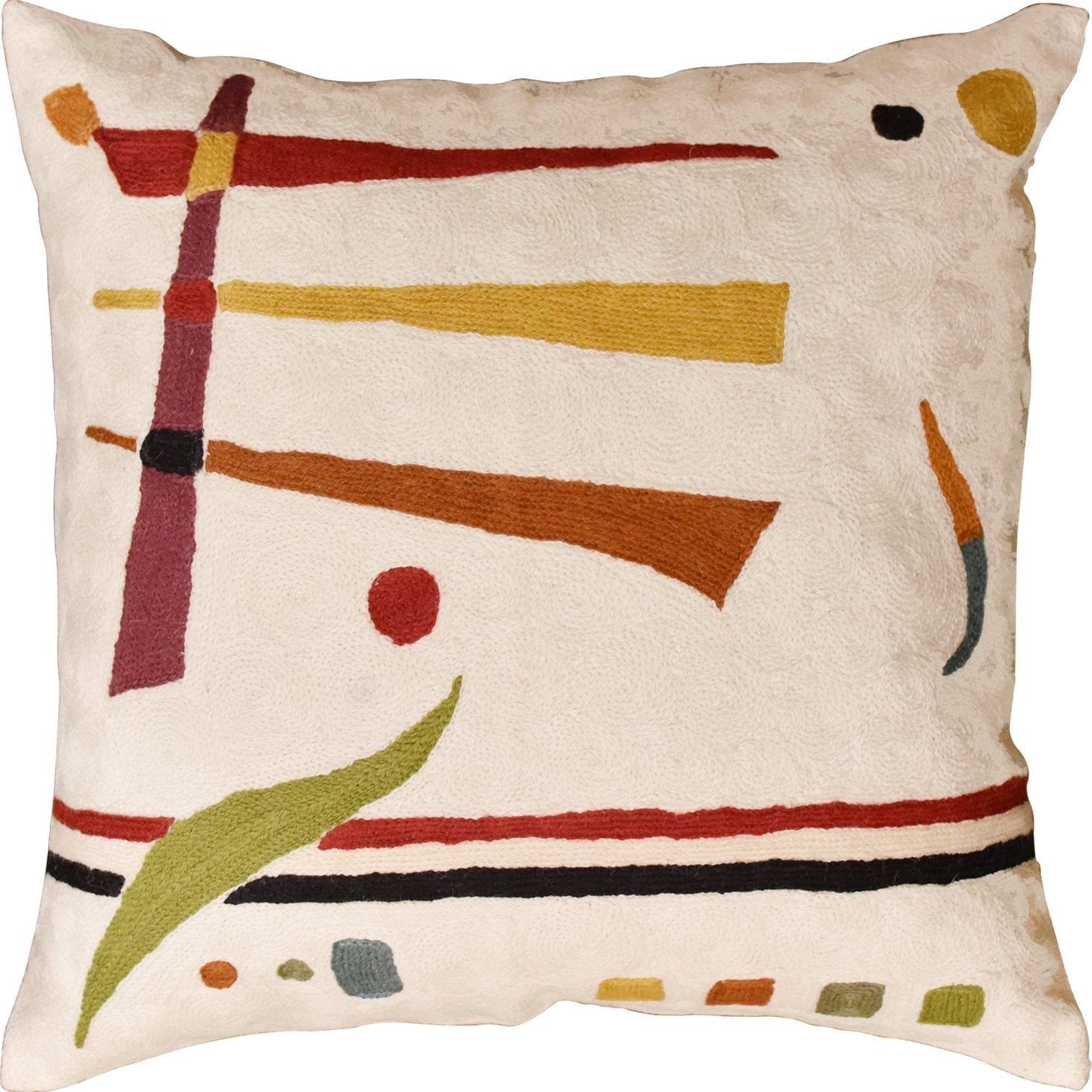 Embroidered Boho Blue Throw Pillow Cover — 18x18