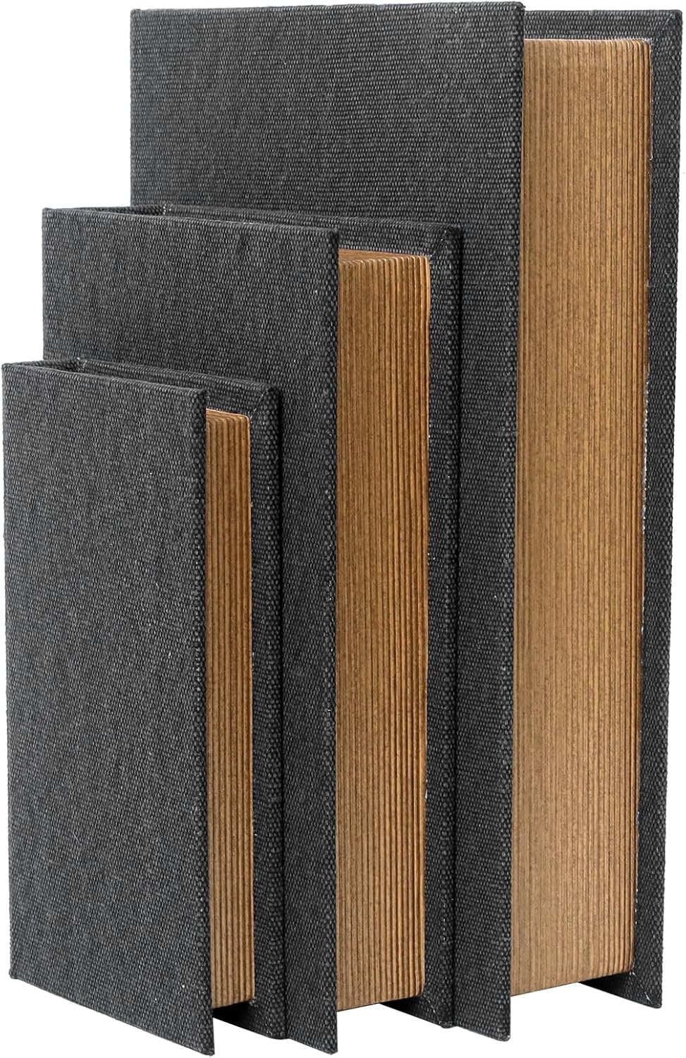 Linen Modern Beige Storage Basket — 13" — Black