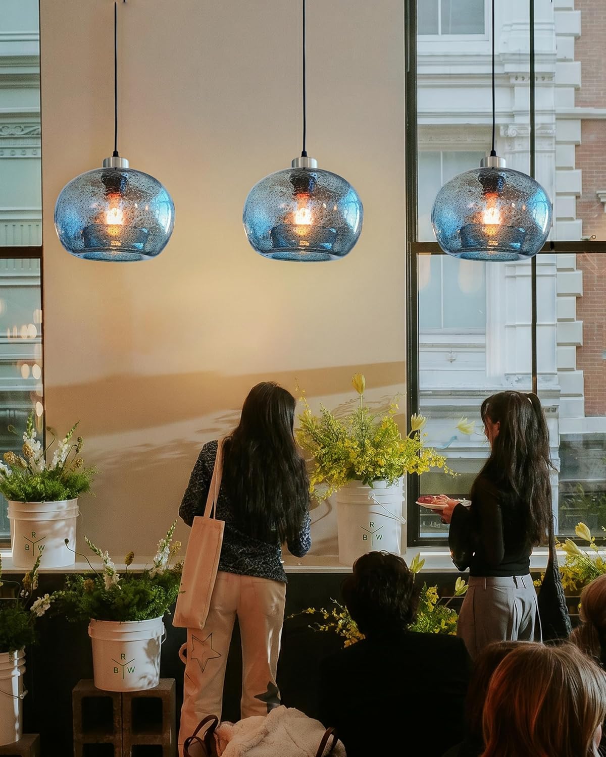Farmhouse Blue Pendant Light — 7" - View 7