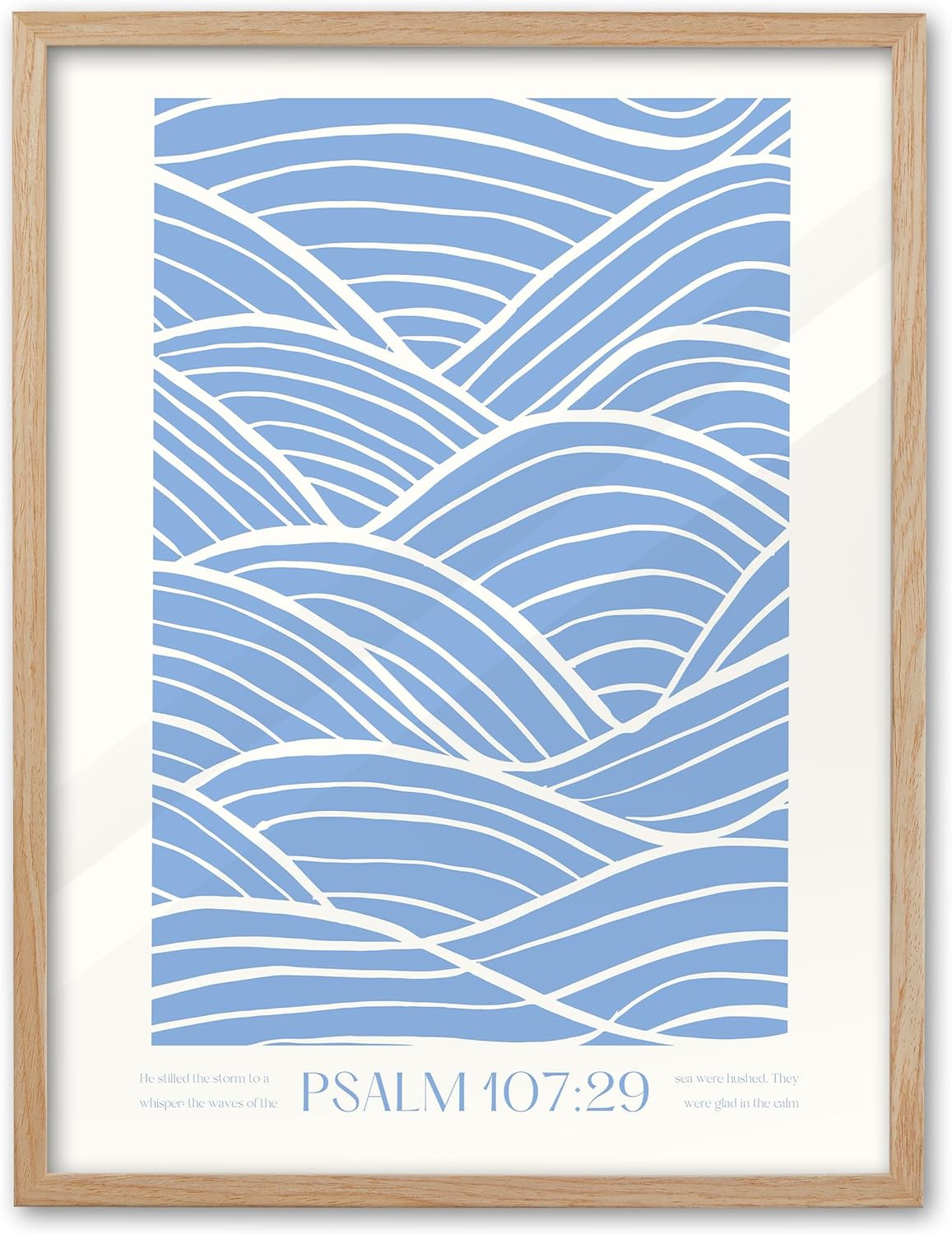 Framed Boho Blue Canvas Wall Art — 16" — Framed Christian
