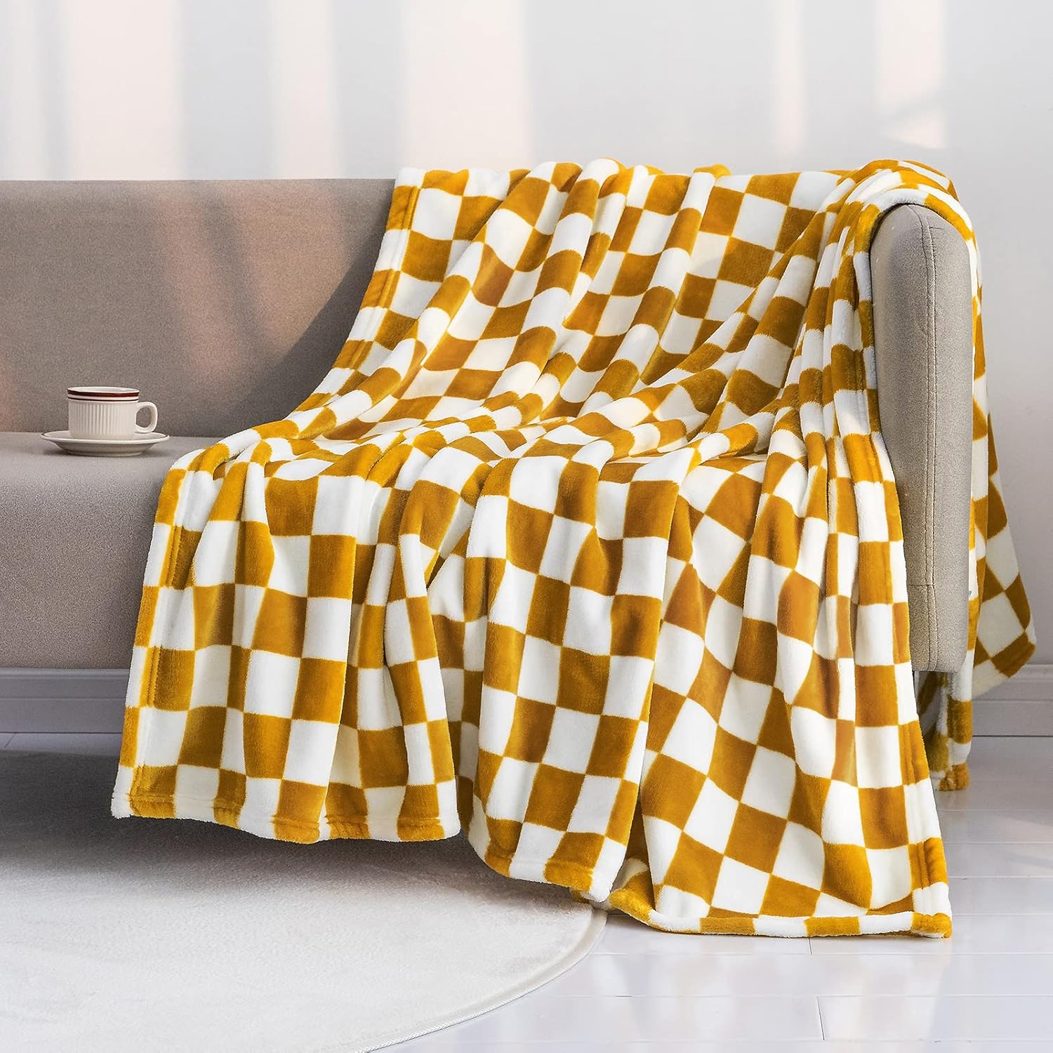Beige Throw Pillow — 50" — Yellow