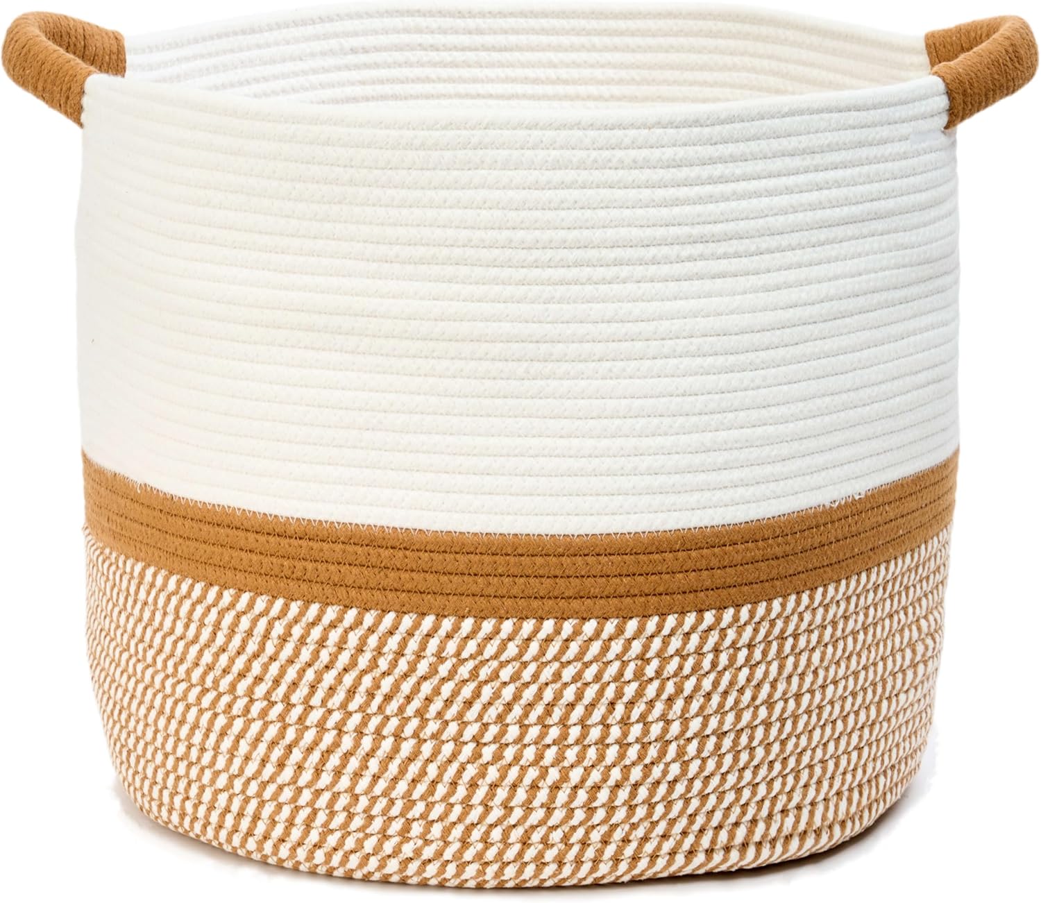 Round Boho Black Throw Pillow — 16" — White/Jute Mixed